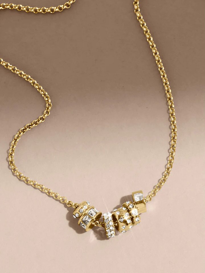 Renee Charm Necklace - Gold/Pavé