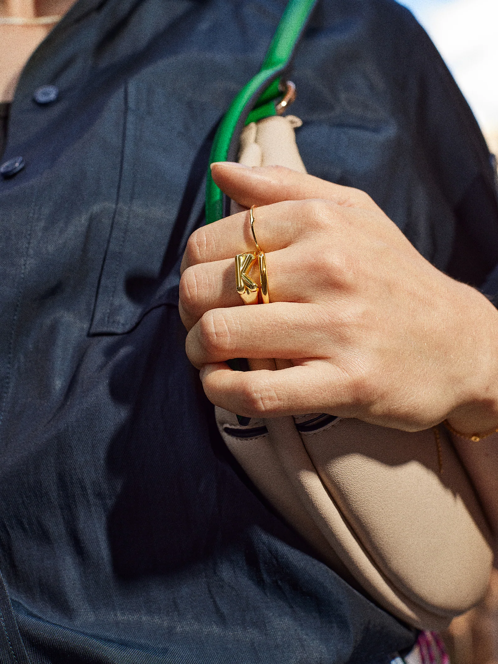 Mini Bubble Initial Ring - Gold Plated Brass