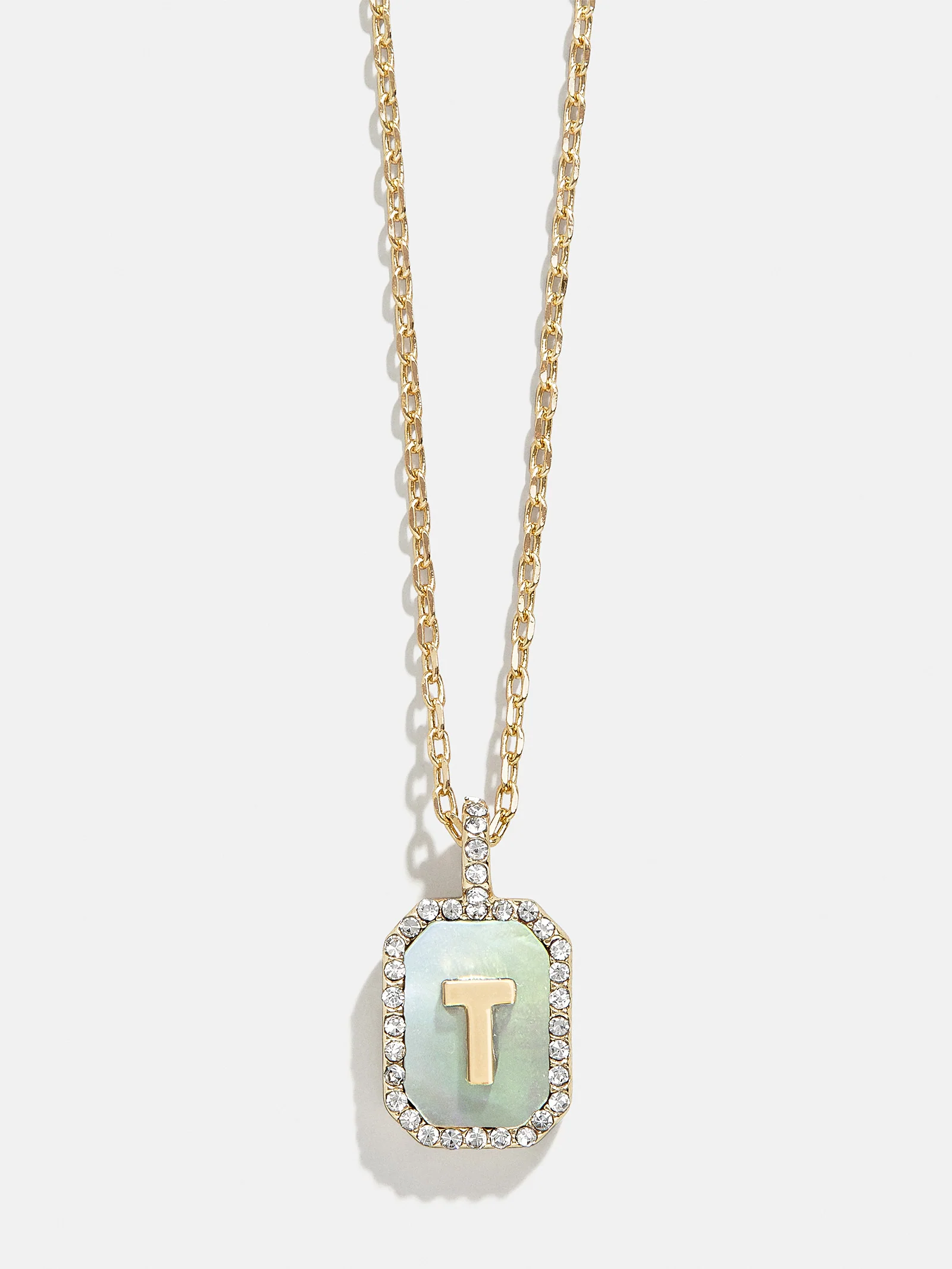 Gold & Mother Of Pearl Initial Necklace - Dark Mother Of Pearl