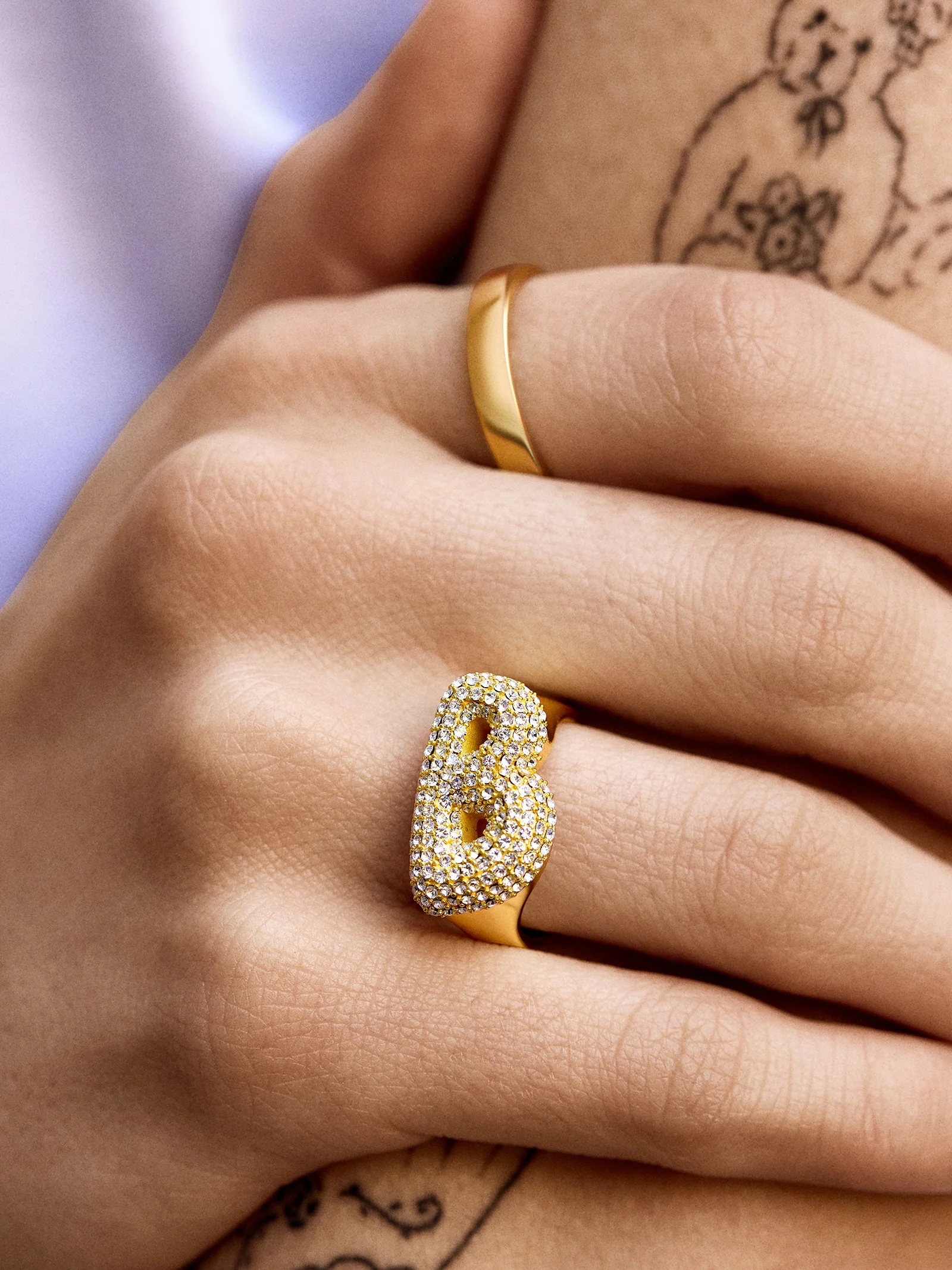 Bubble Initial Ring - Gold Plated Brass
