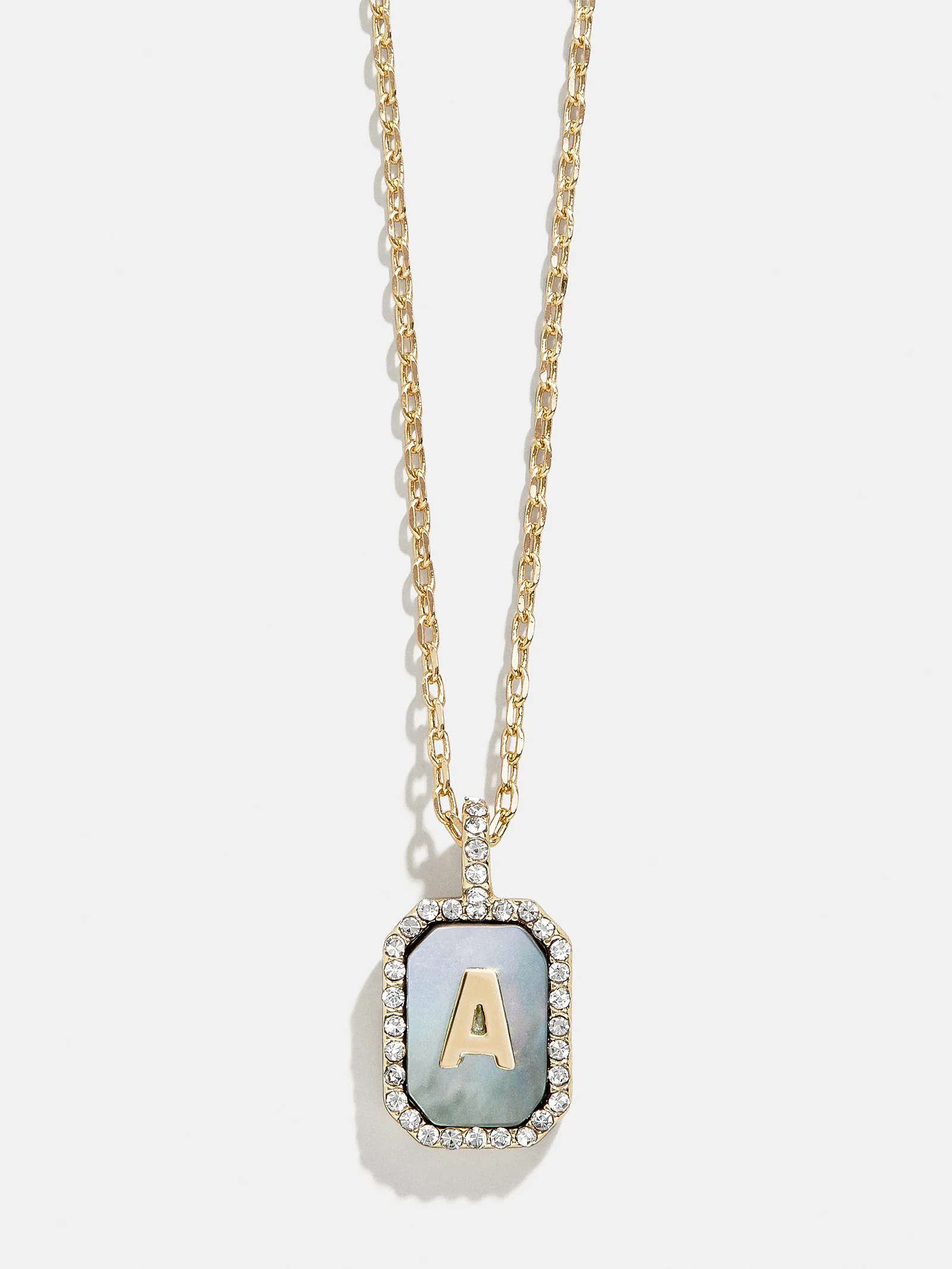 Gold & Mother Of Pearl Initial Necklace - Dark Mother Of Pearl