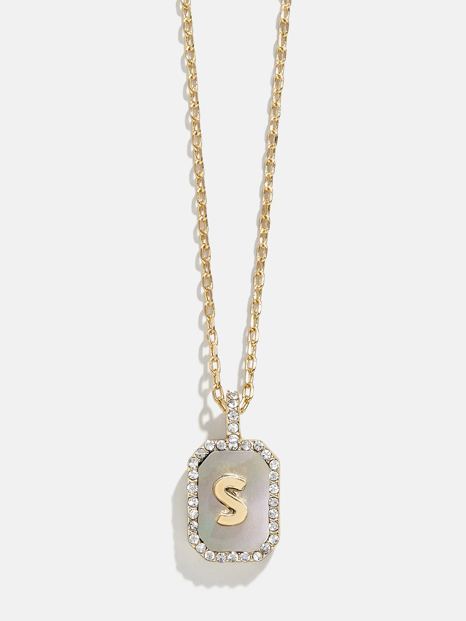 Gold & Mother Of Pearl Initial Necklace - Dark Mother Of Pearl