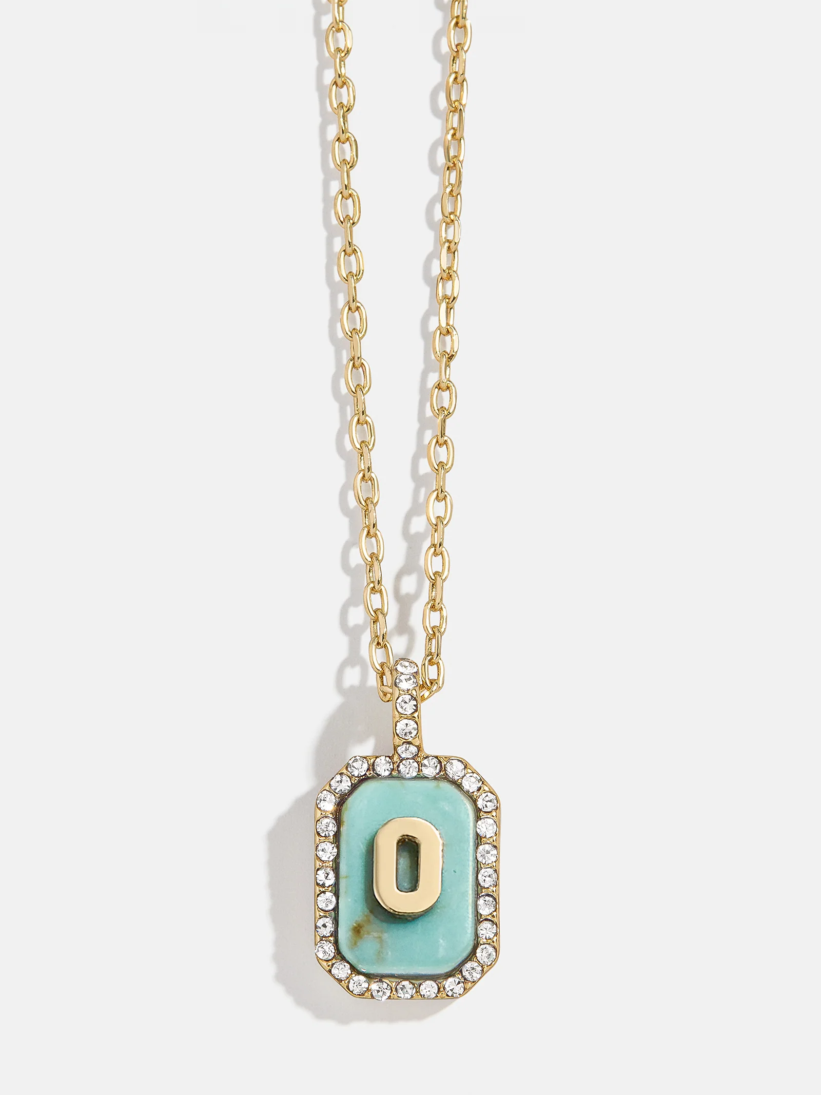 Gold & Turquoise Initial Necklace - Turquoise Stone