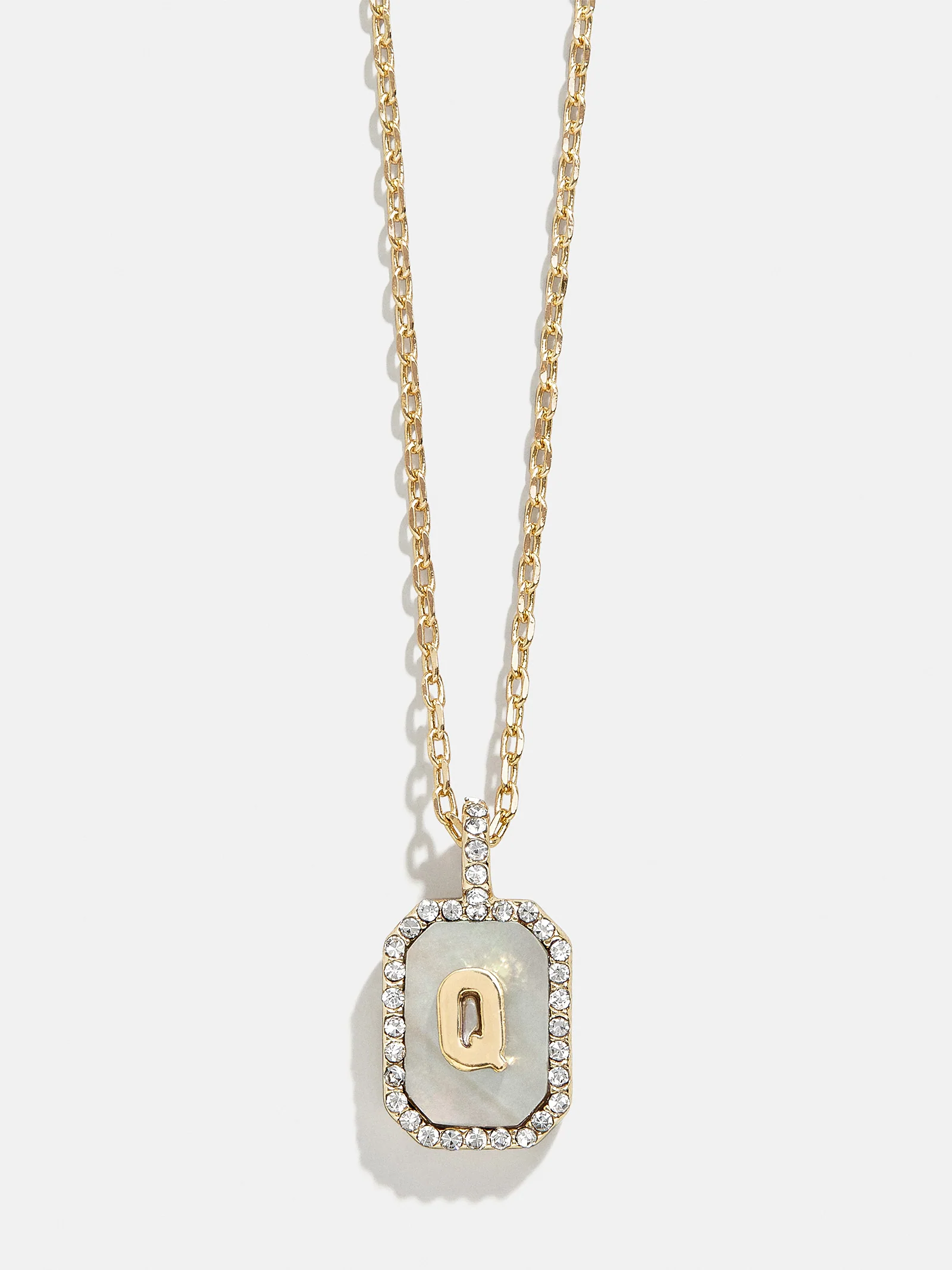 Gold & Mother Of Pearl Initial Necklace - Dark Mother Of Pearl
