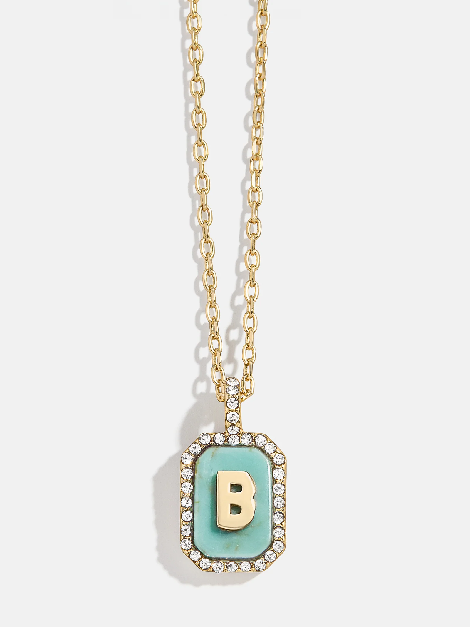 Gold & Turquoise Initial Necklace - Turquoise Stone