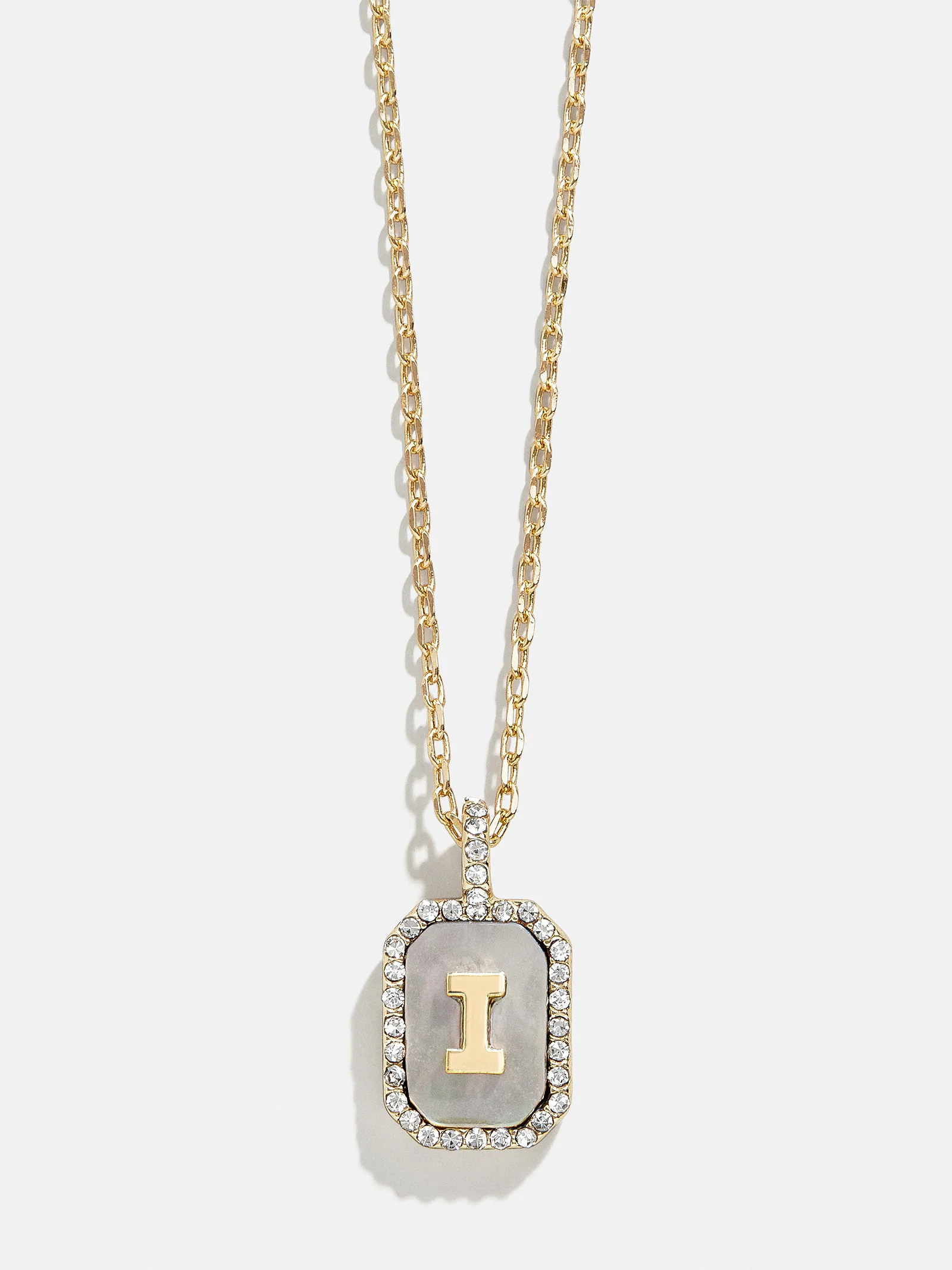 Gold & Mother Of Pearl Initial Necklace - Dark Mother Of Pearl