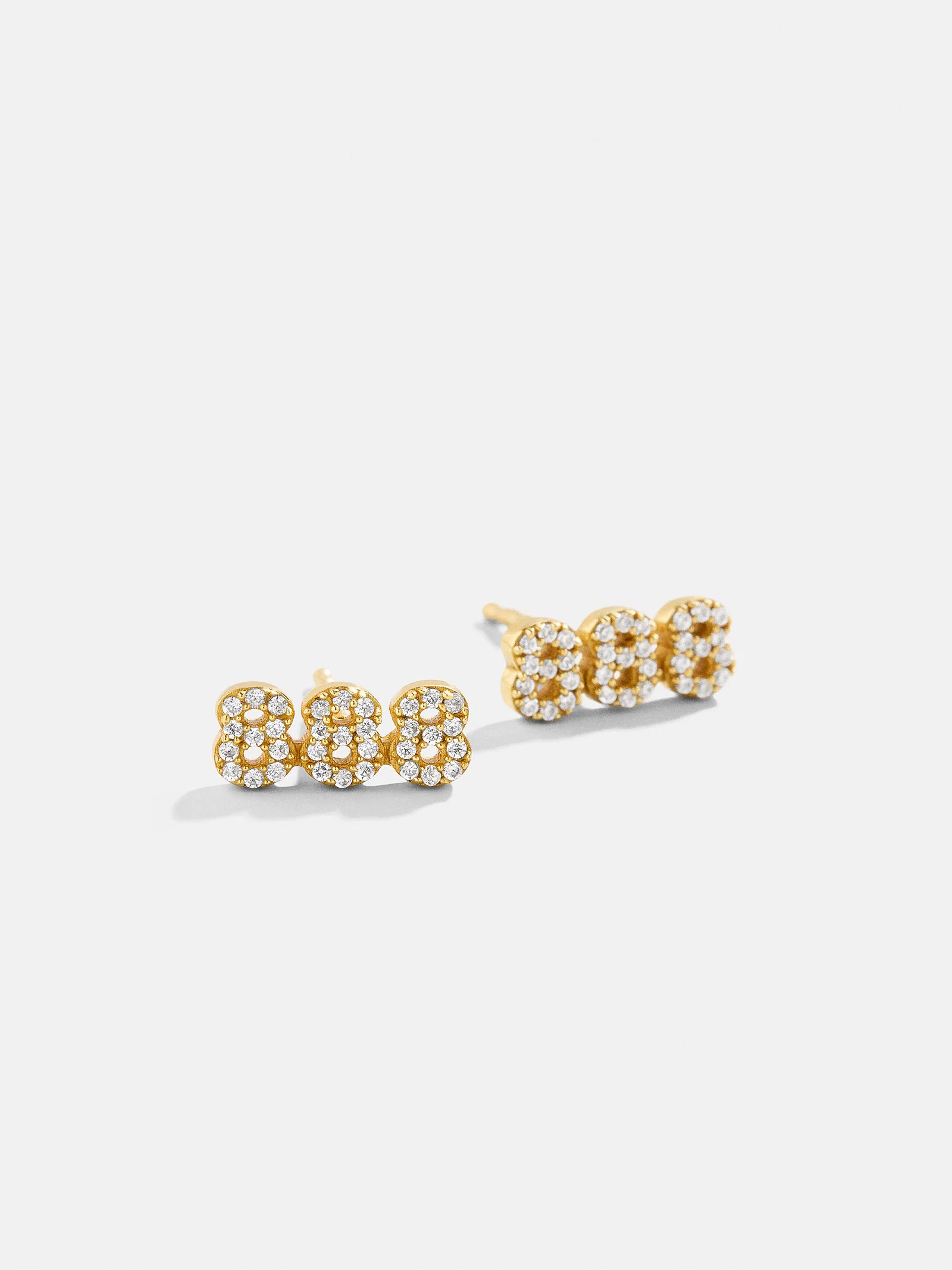 18K Gold Angel Number Earrings - Gold/Pavé