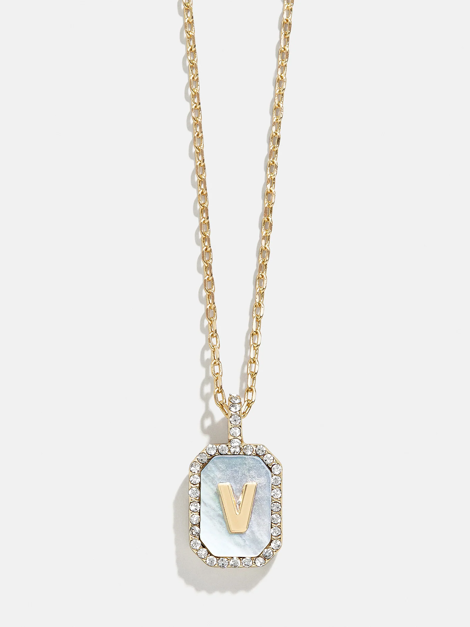 Gold & Mother Of Pearl Initial Necklace - Dark Mother Of Pearl