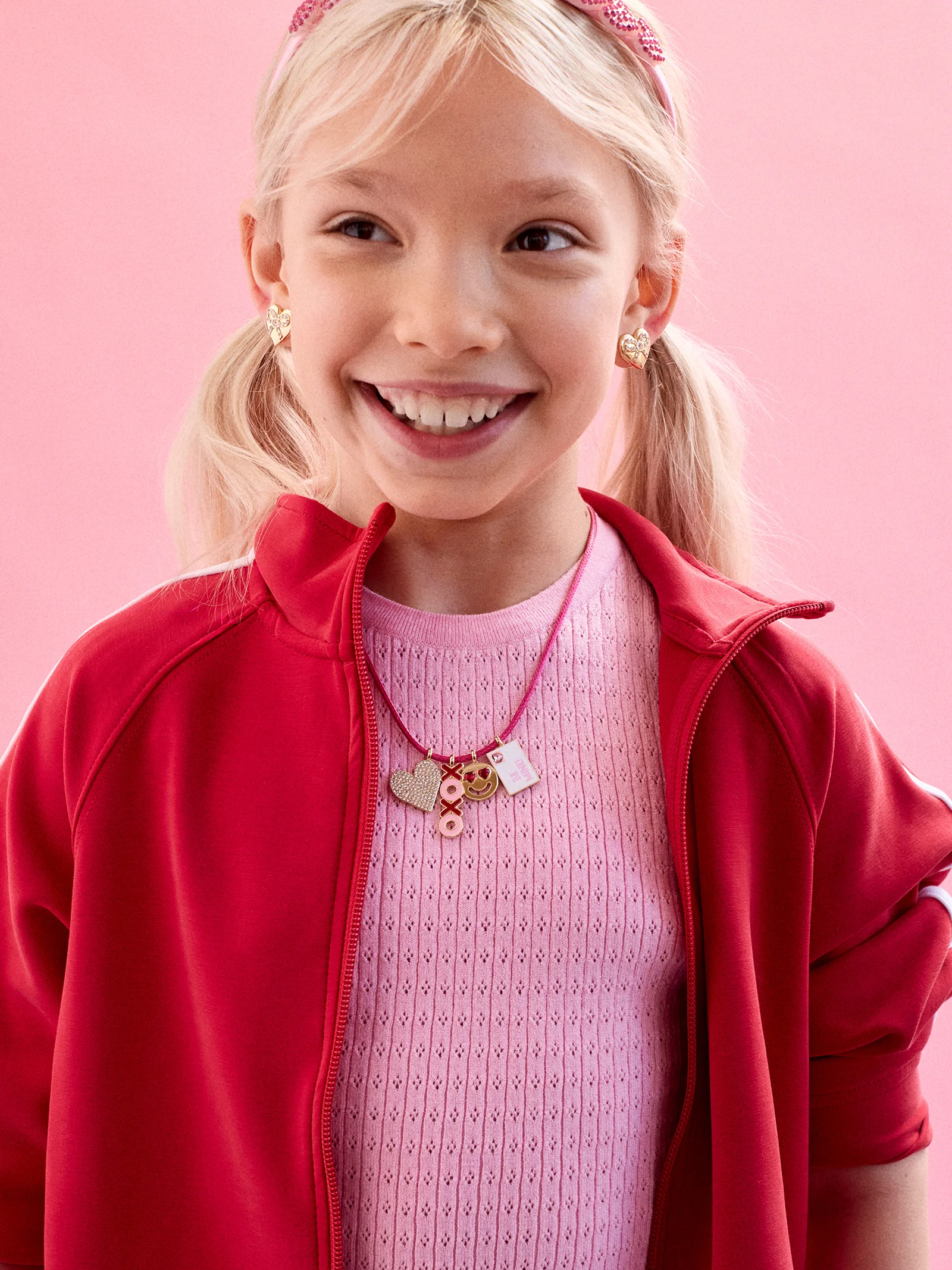 Kids' Heartfelt Charm Necklace - Pink
