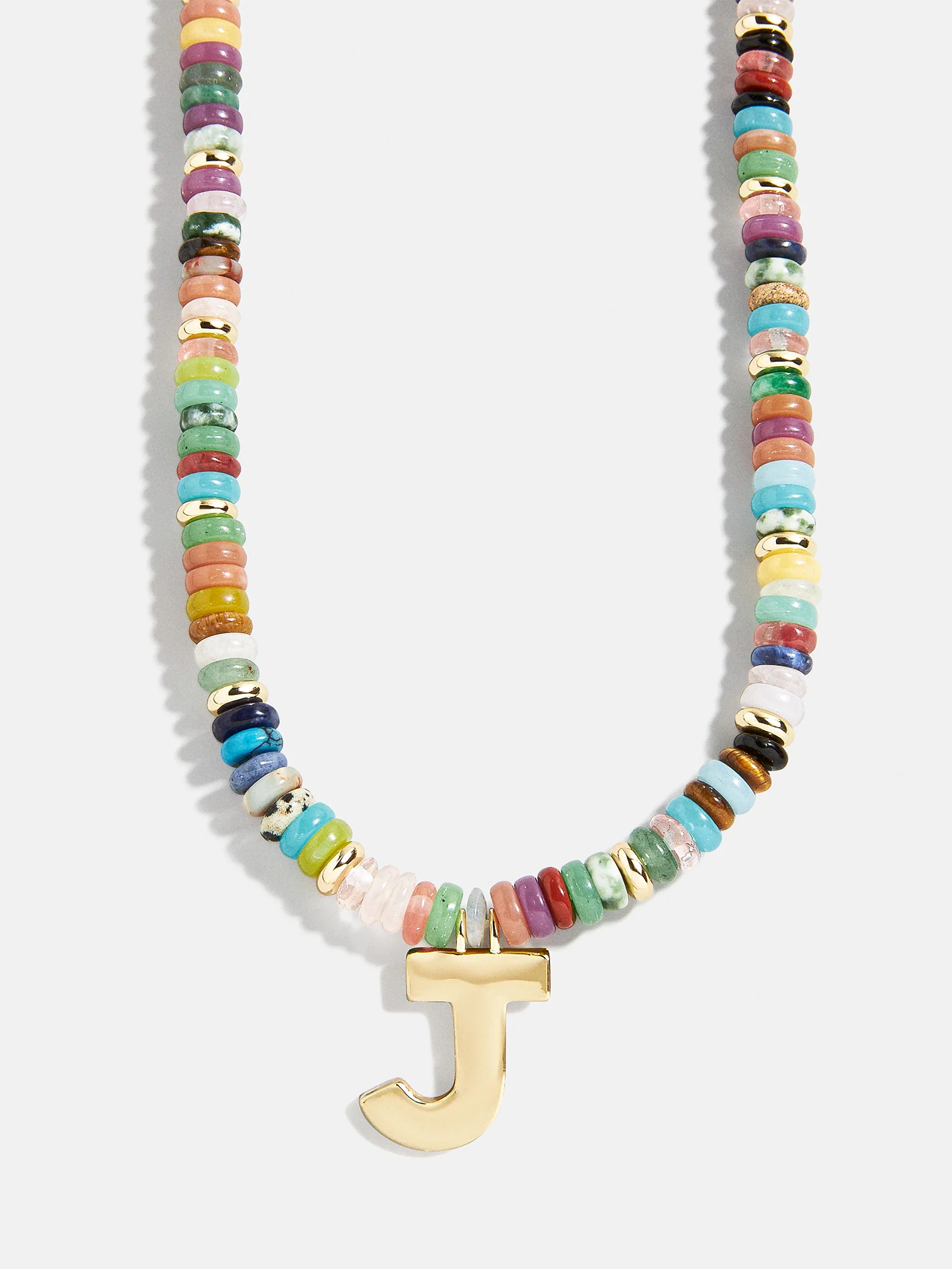 Semi-Precious Block Initial Necklace - Multi/Gold