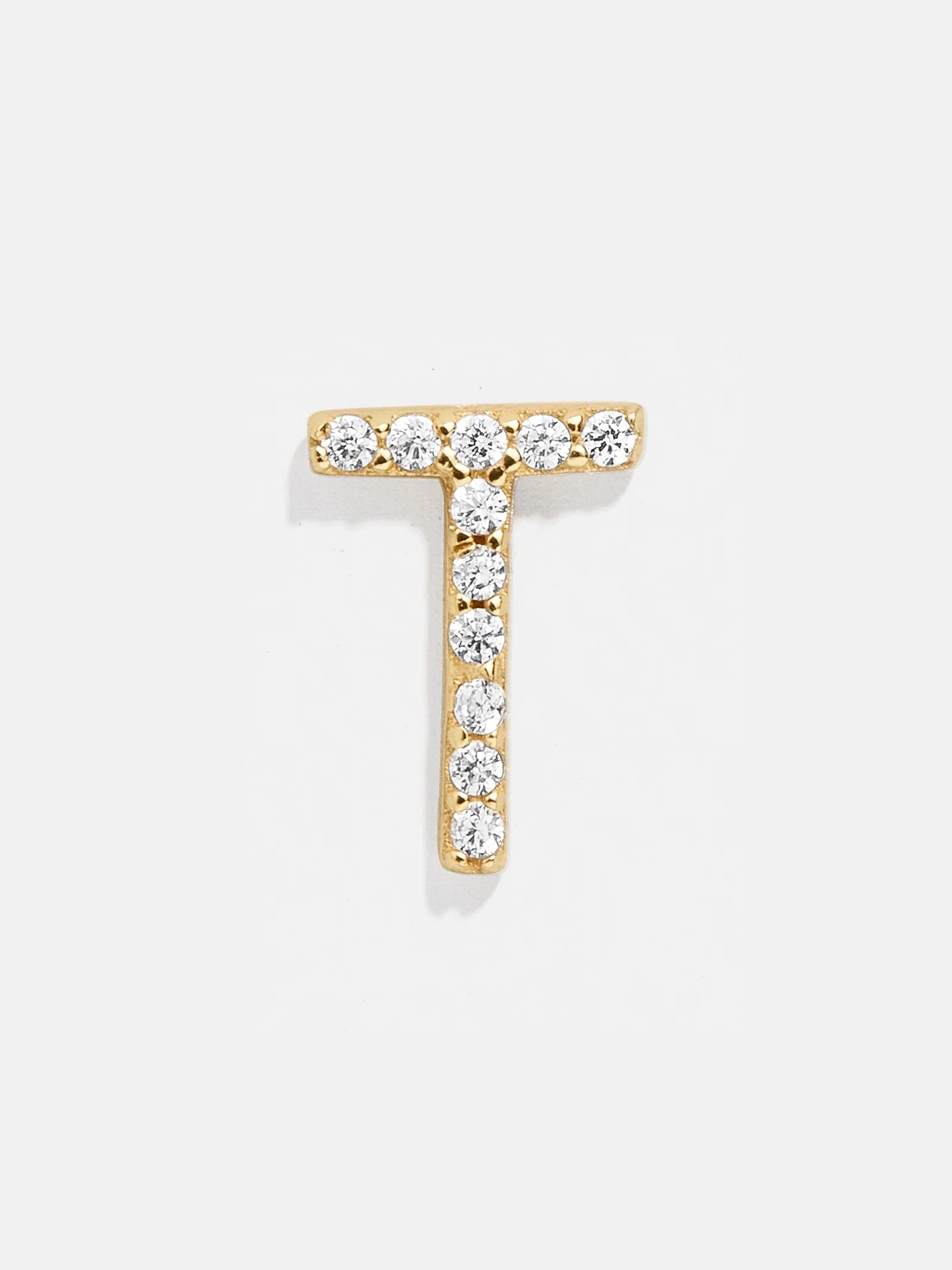 Single 18K Gold Initial Earring - Gold/Pavé