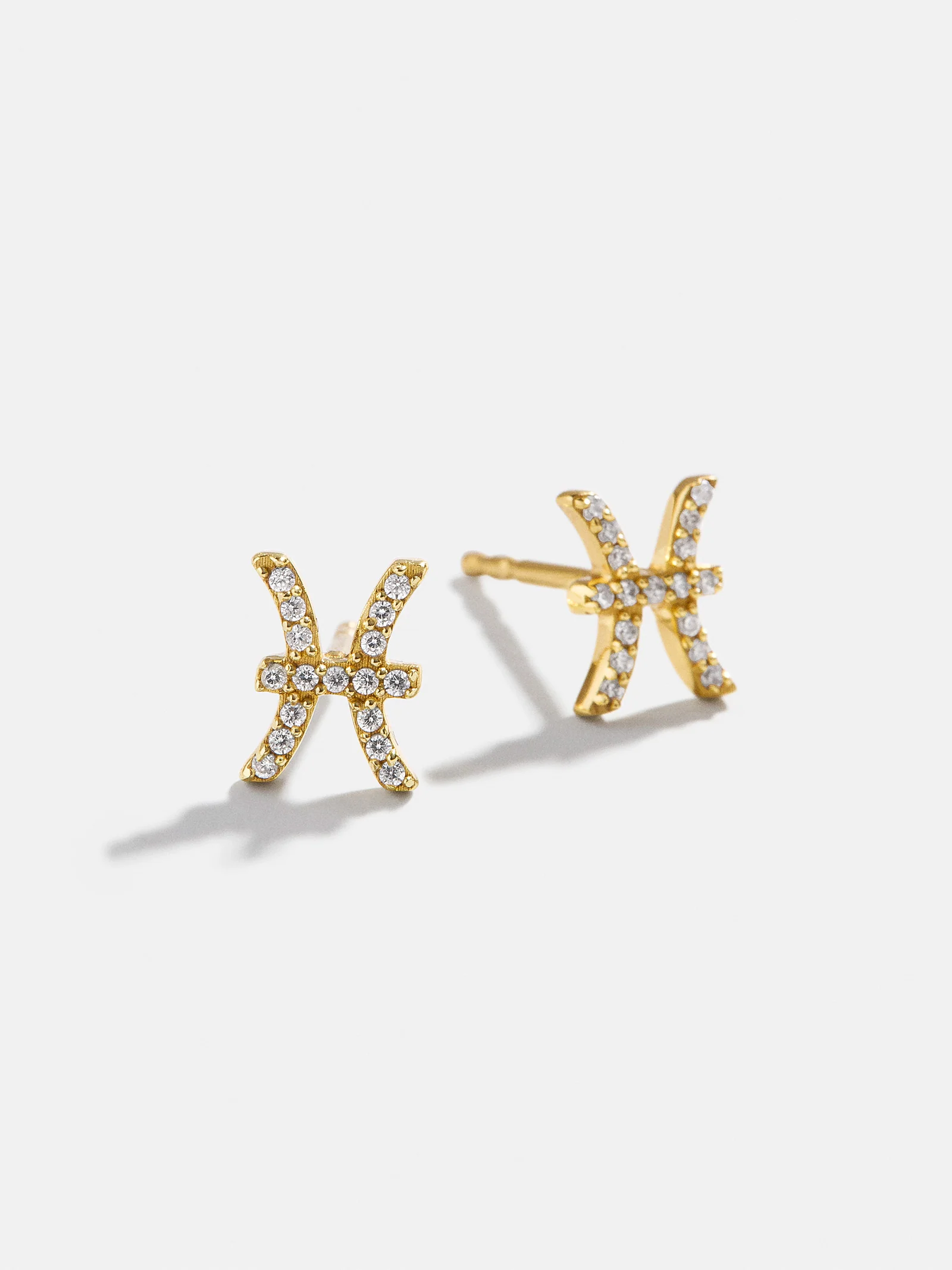 18K Gold Zodiac Earrings - 18K Gold Plated Sterling Silver. Pavé Cubic Zirconia Stones
