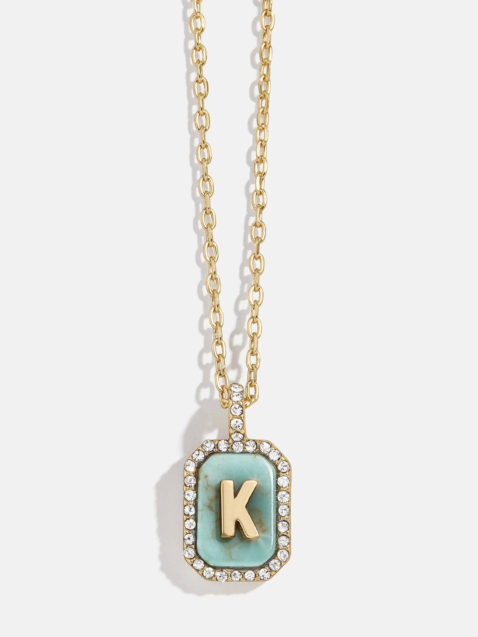 Gold & Turquoise Initial Necklace - Turquoise Stone