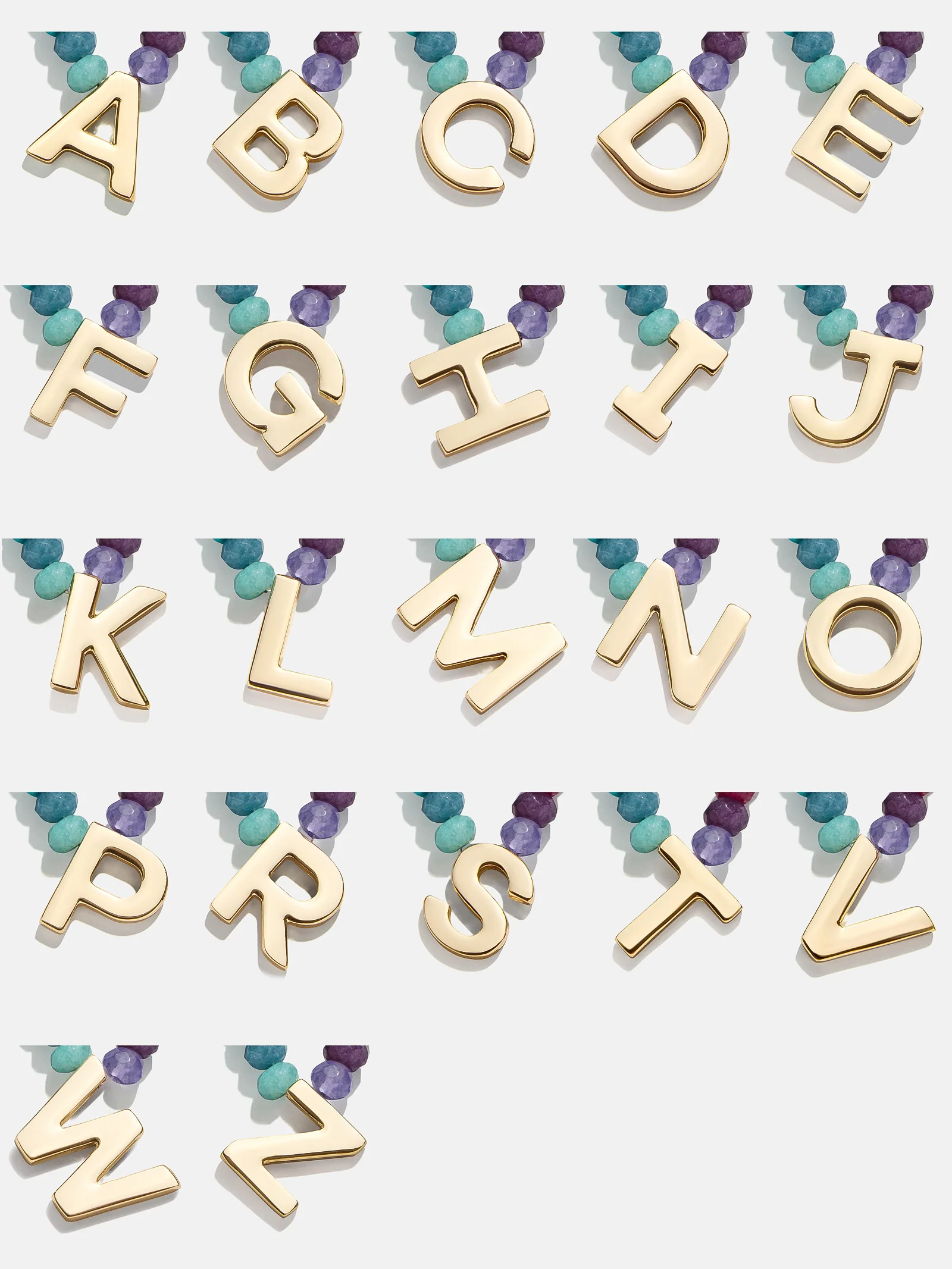 Semi-Precious Block Initial Necklace - Multi