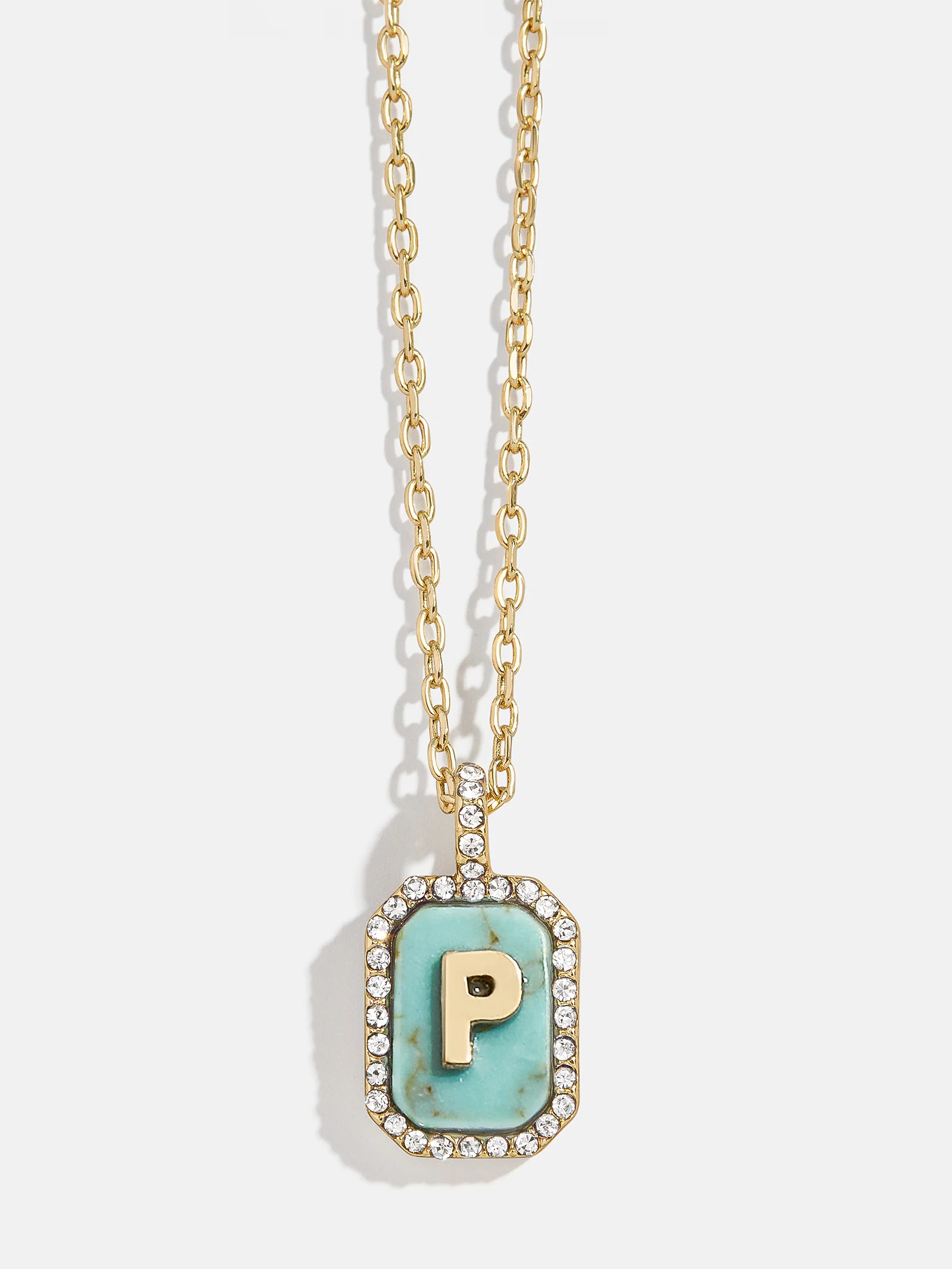 Gold & Turquoise Initial Necklace - Turquoise Stone