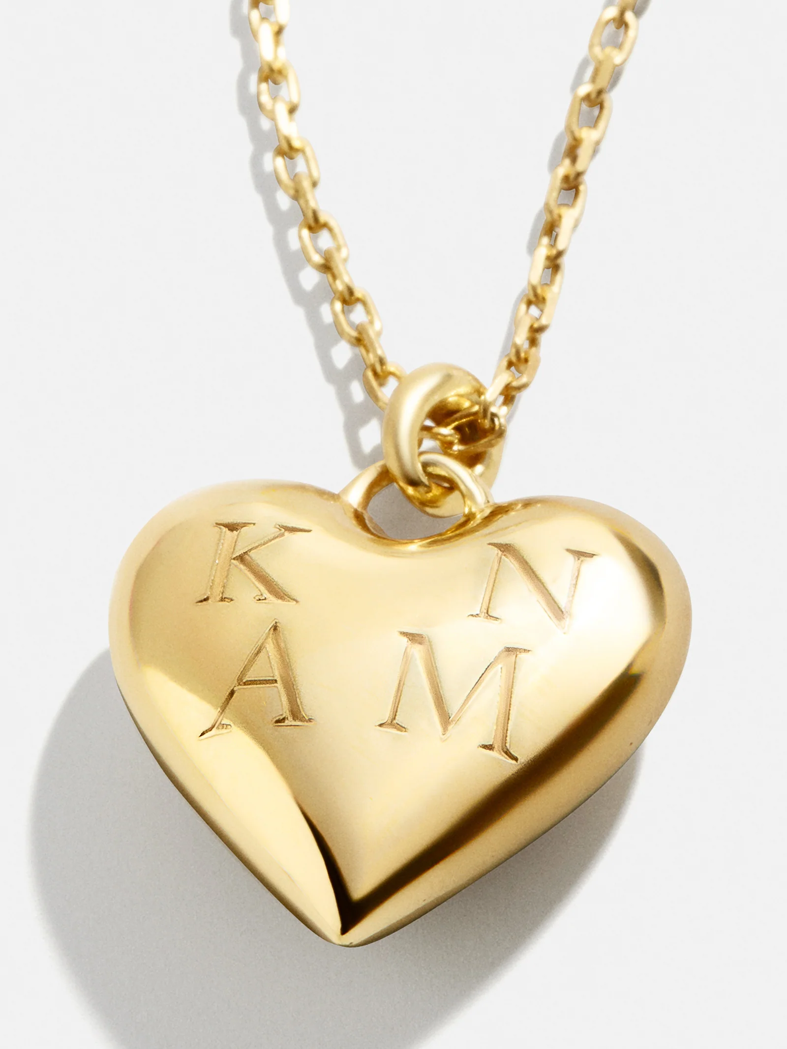 Puffy Heart 18K Gold Custom Pendant Necklace - 18K Gold Plated Sterling Silver