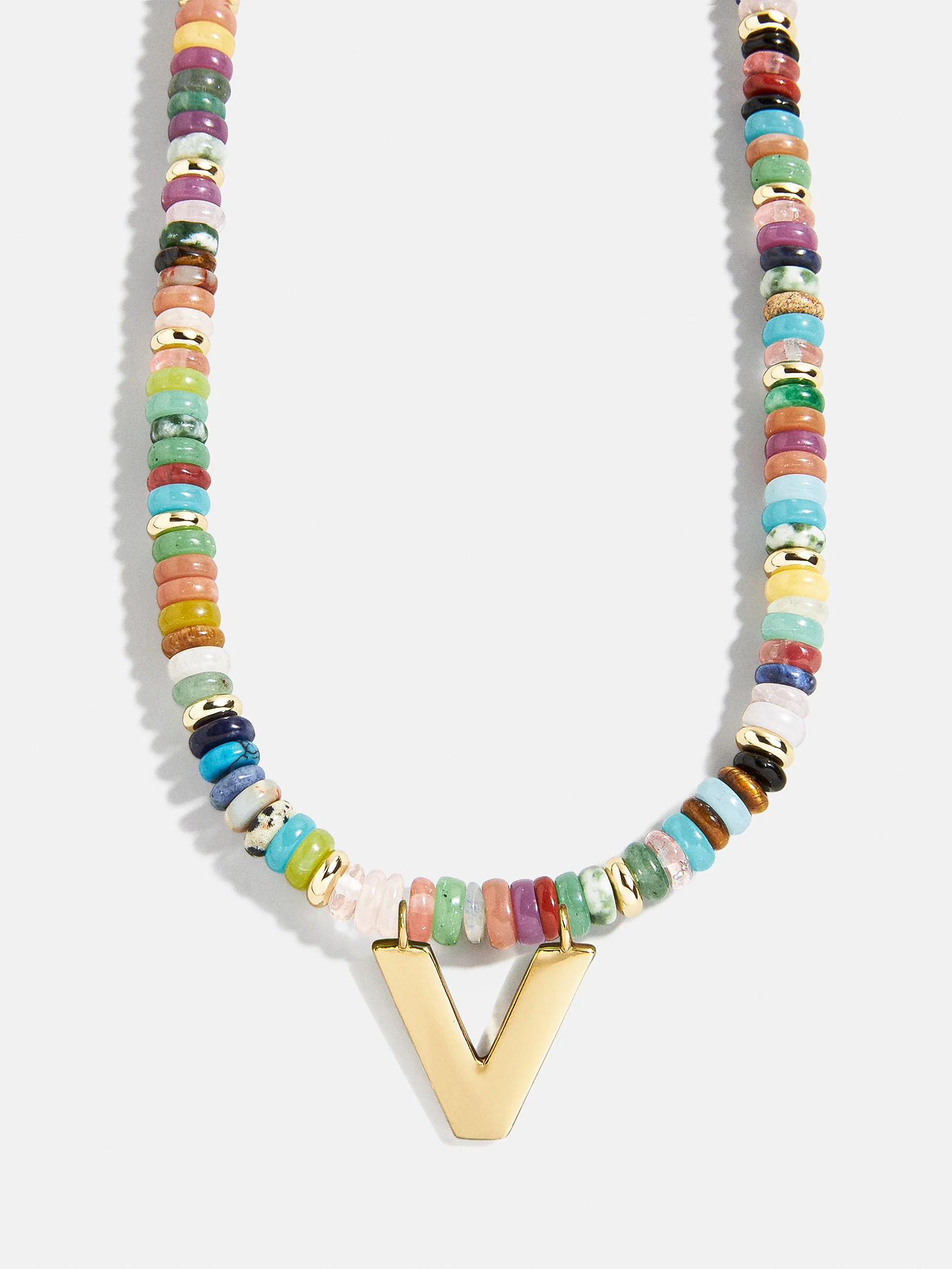Semi-Precious Block Initial Necklace - Multi/Gold