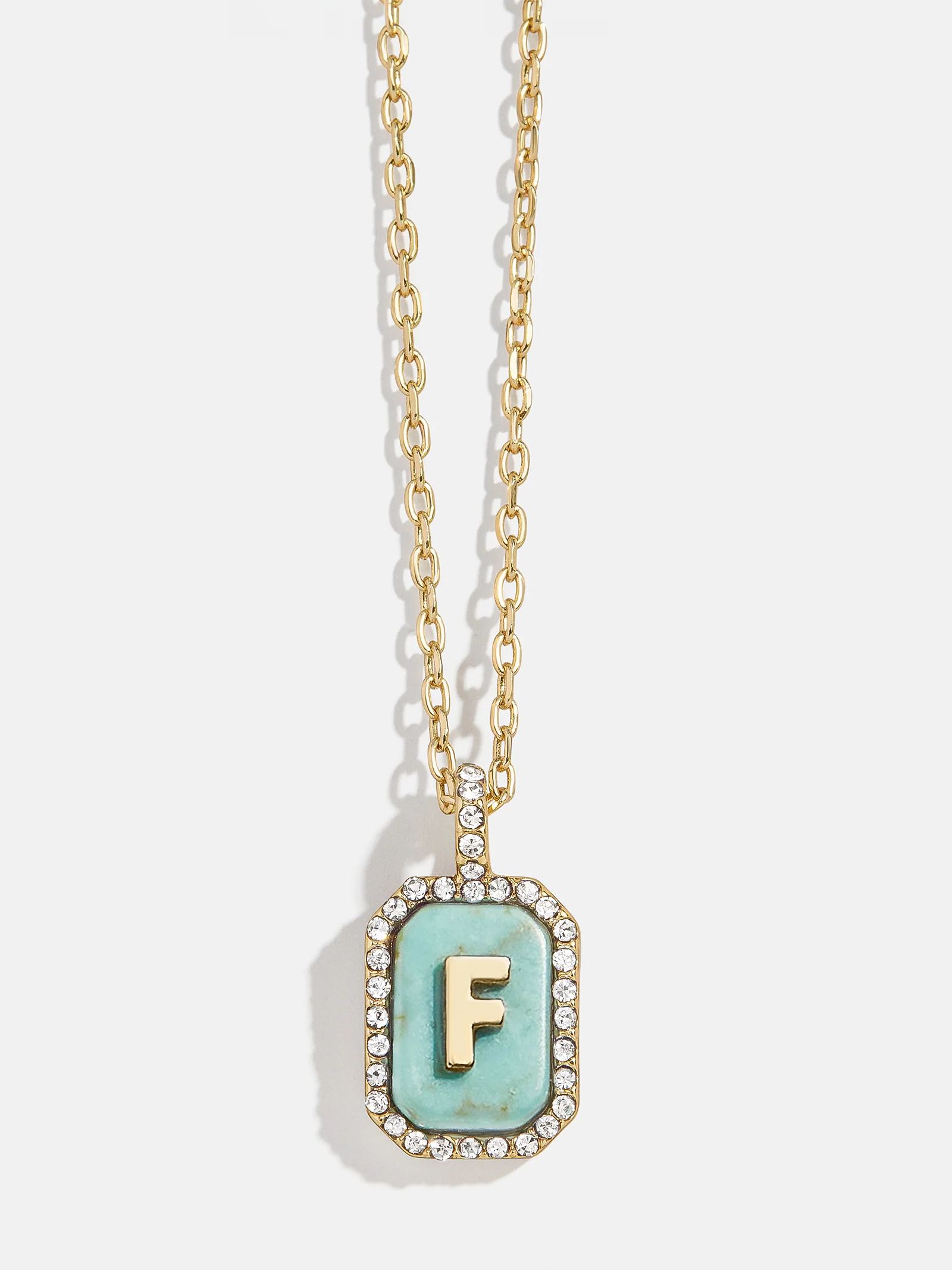 Gold & Turquoise Initial Necklace - Turquoise Stone