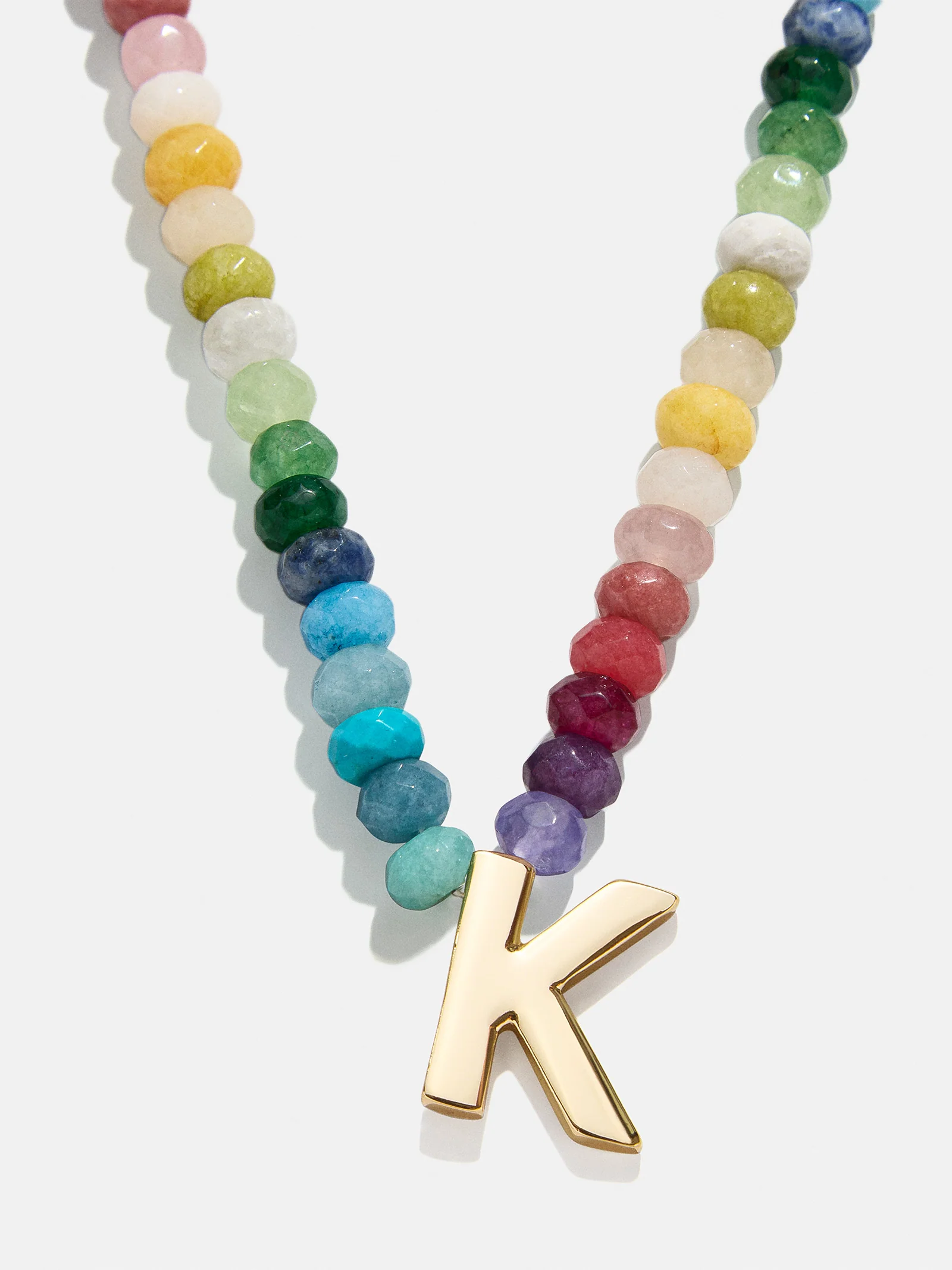 Semi-Precious Block Initial Necklace - Multi