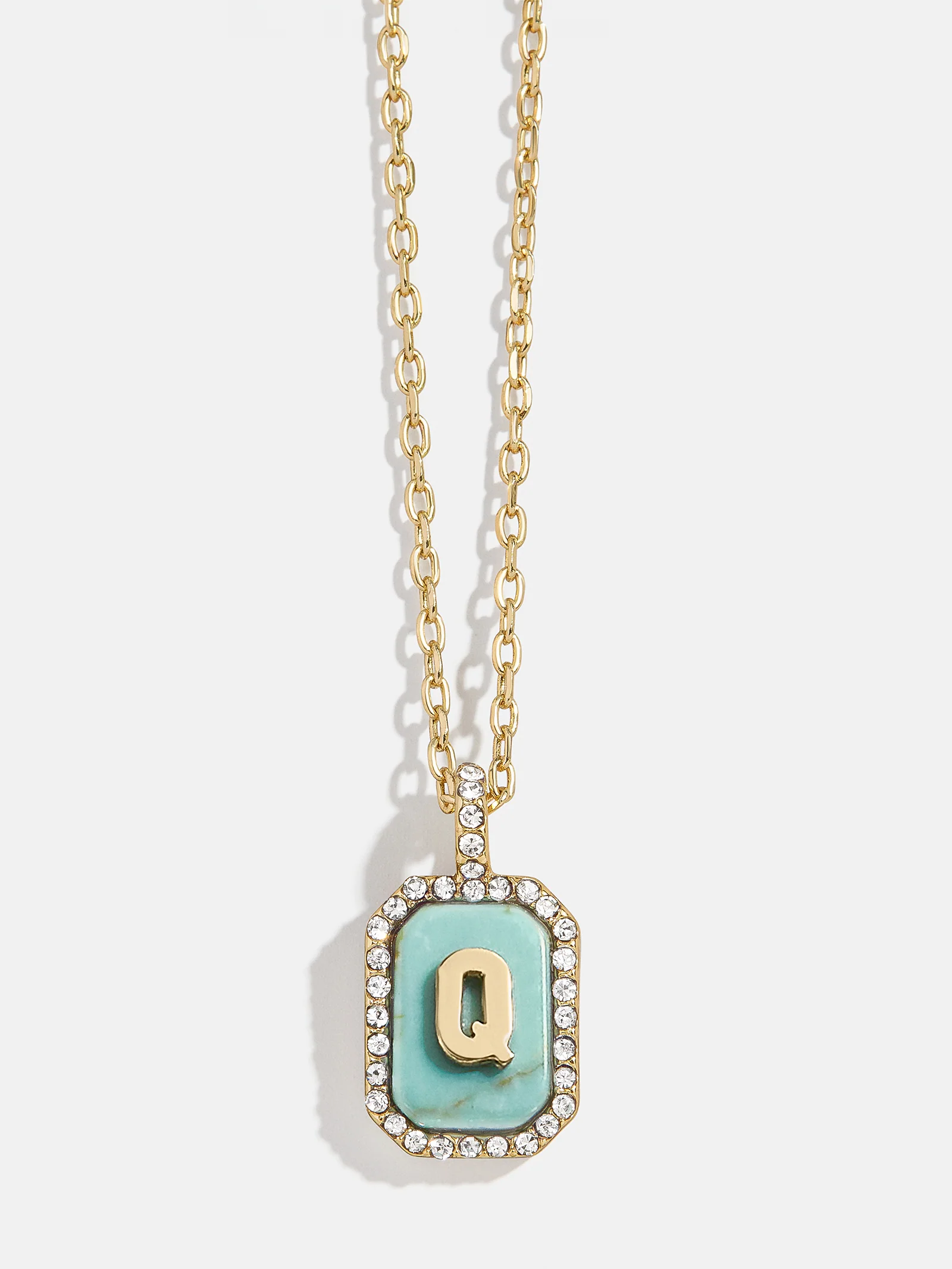Gold & Turquoise Initial Necklace - Turquoise Stone