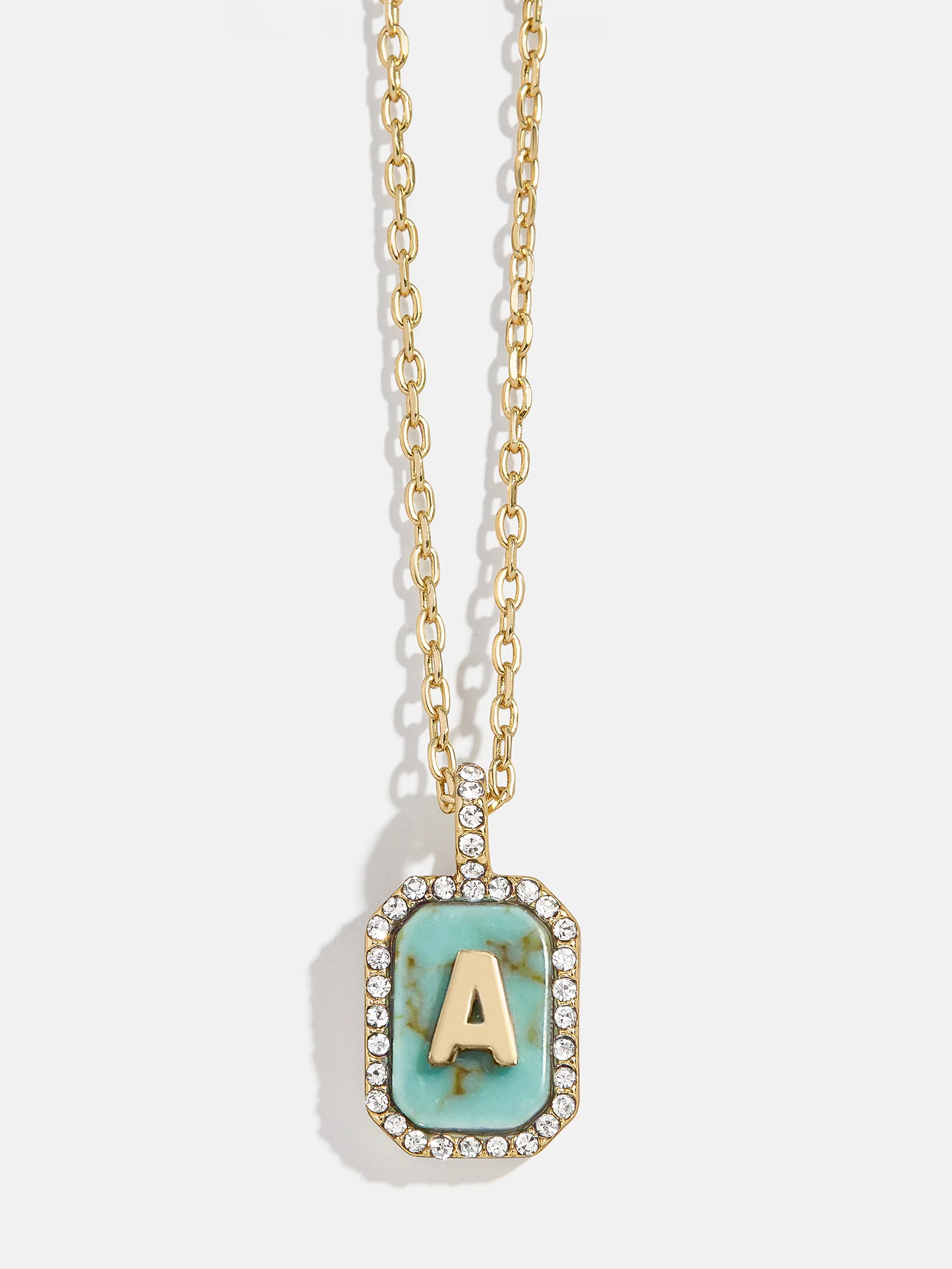 Gold & Turquoise Initial Necklace - Turquoise Stone