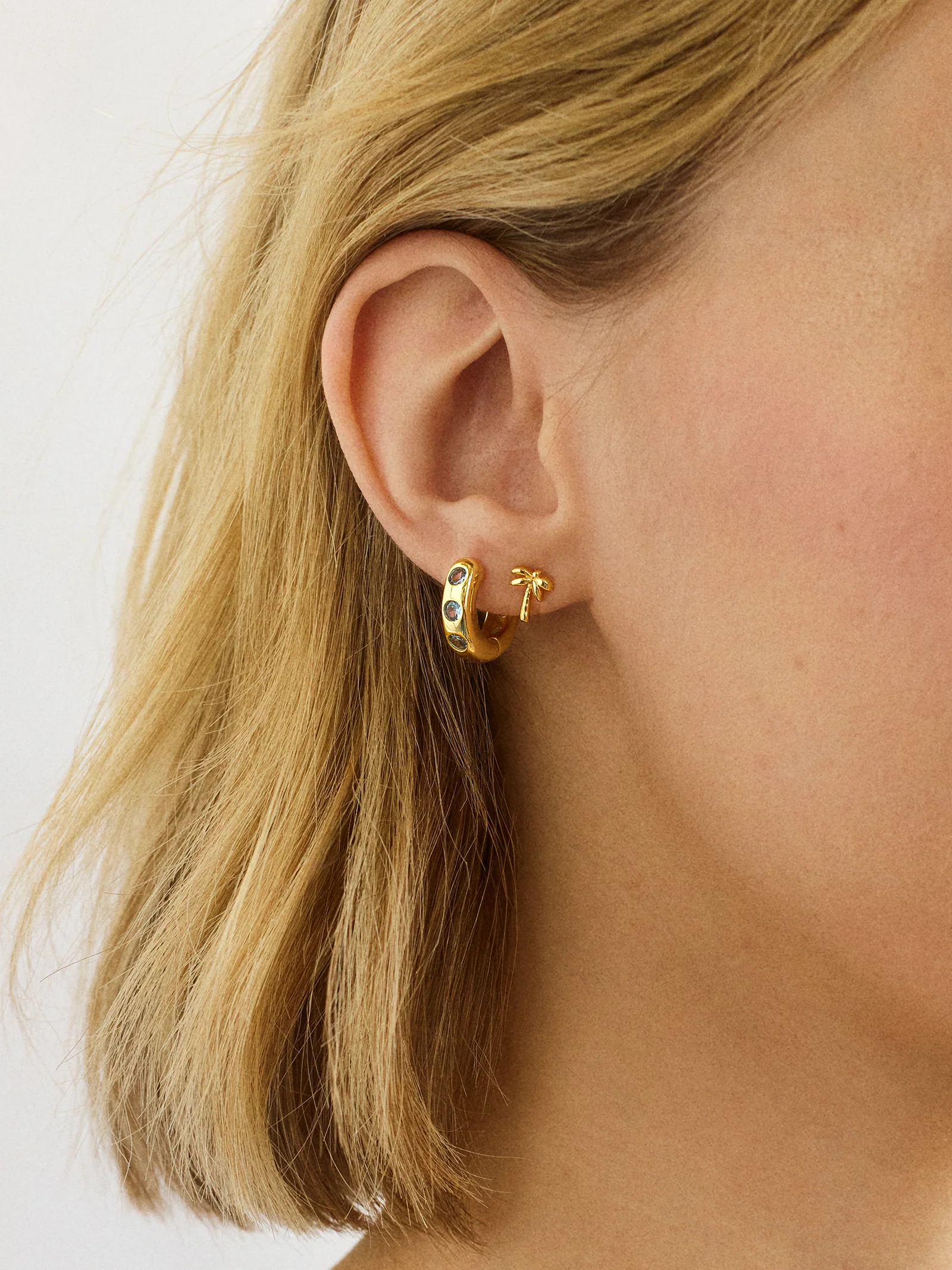 18K Gold Just For Fun Earrings - Palm Tree