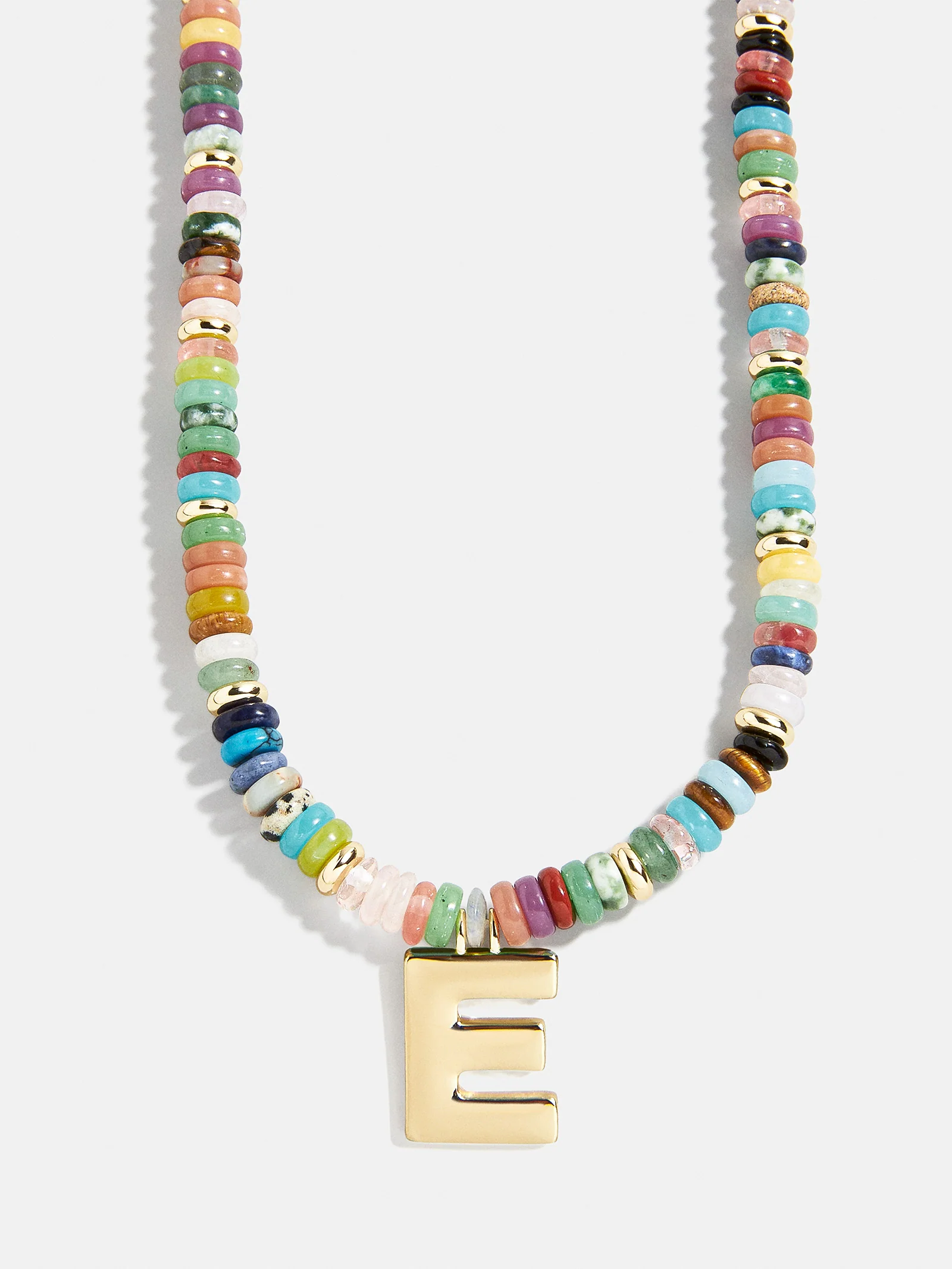 Semi-Precious Block Initial Necklace - Multi/Gold