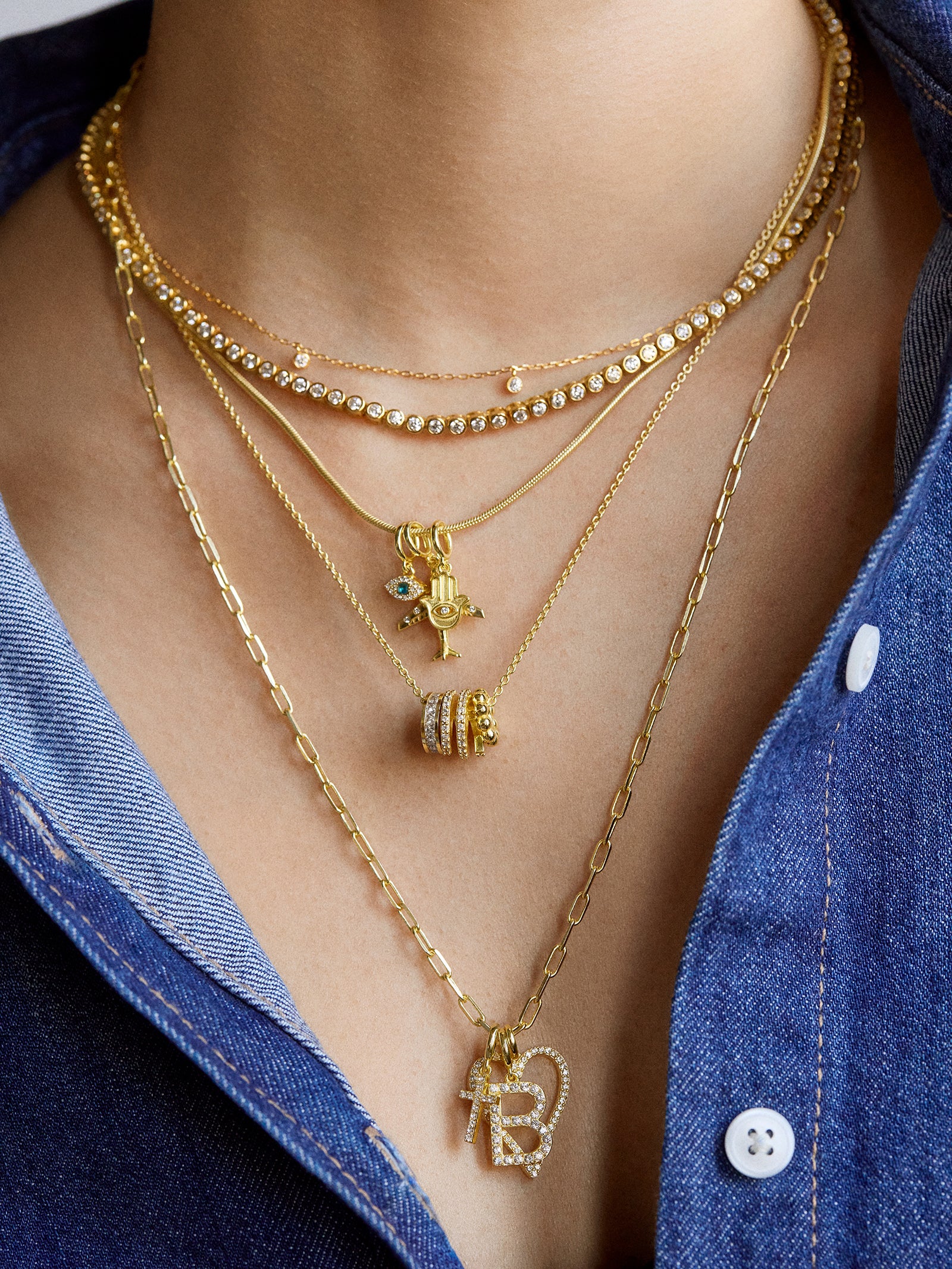 Pavé Initial Cluster Charm - A