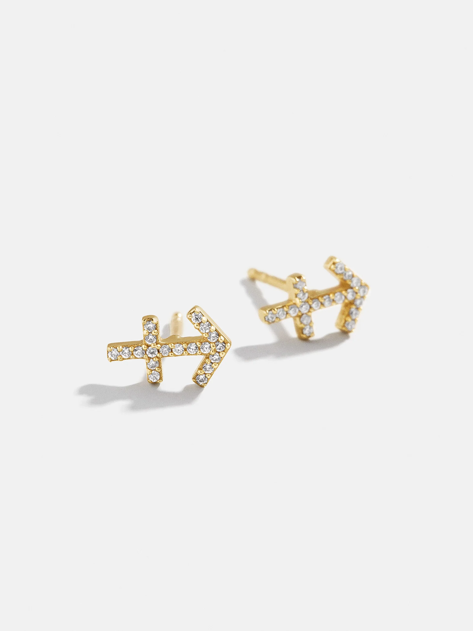 18K Gold Zodiac Earrings - 18K Gold Plated Sterling Silver. Pavé Cubic Zirconia Stones