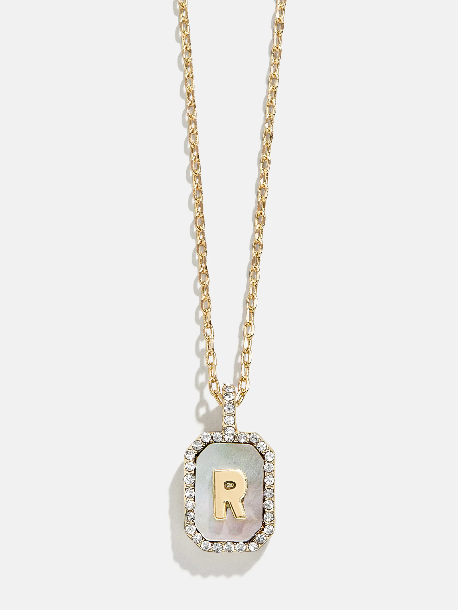 Gold & Mother Of Pearl Initial Necklace - Dark Mother Of Pearl