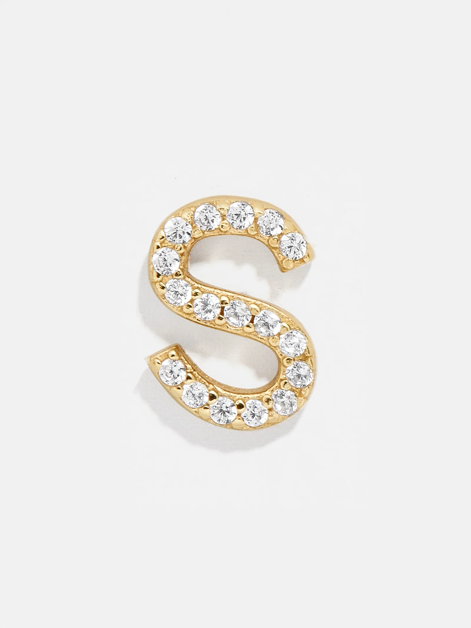 Single 18K Gold Initial Earring - Gold/Pavé