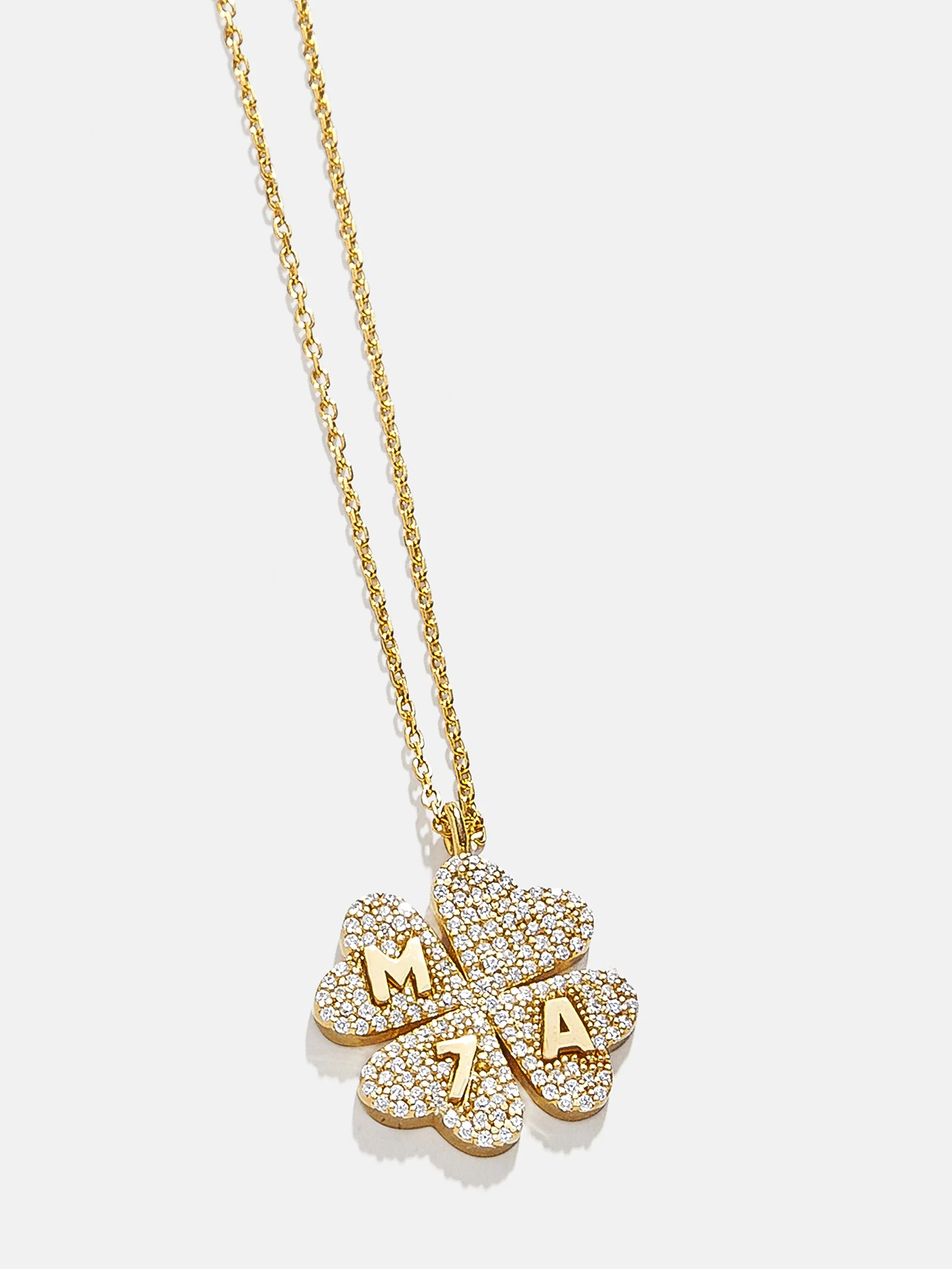 Clover 18K Gold Custom Pendant Necklace - 18K Gold Plated Sterling Silver. Pavé Cubic Zirconia Stones
