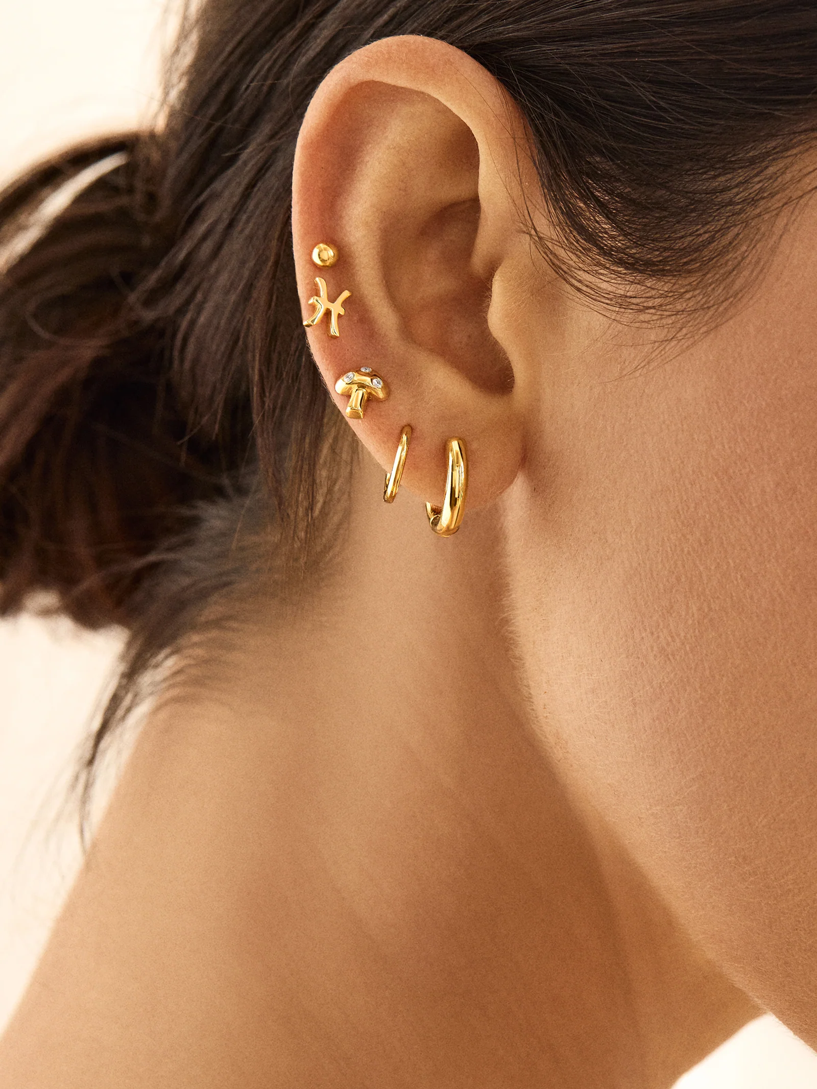 18K Gold Just For Fun Earrings - Mushroom