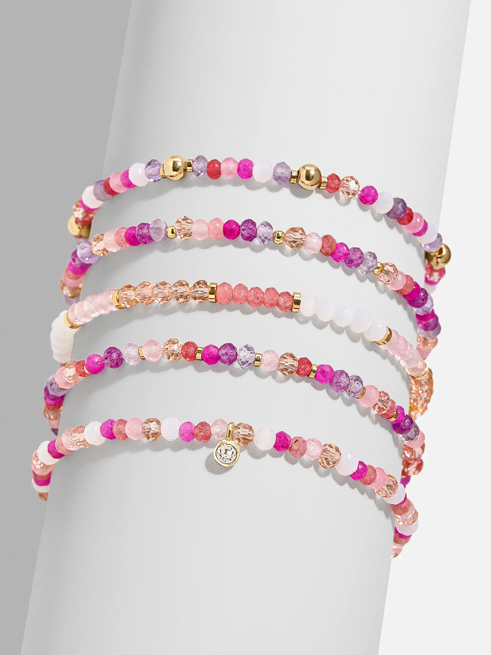 Indya Semi-Precious Bracelet Set - Pink