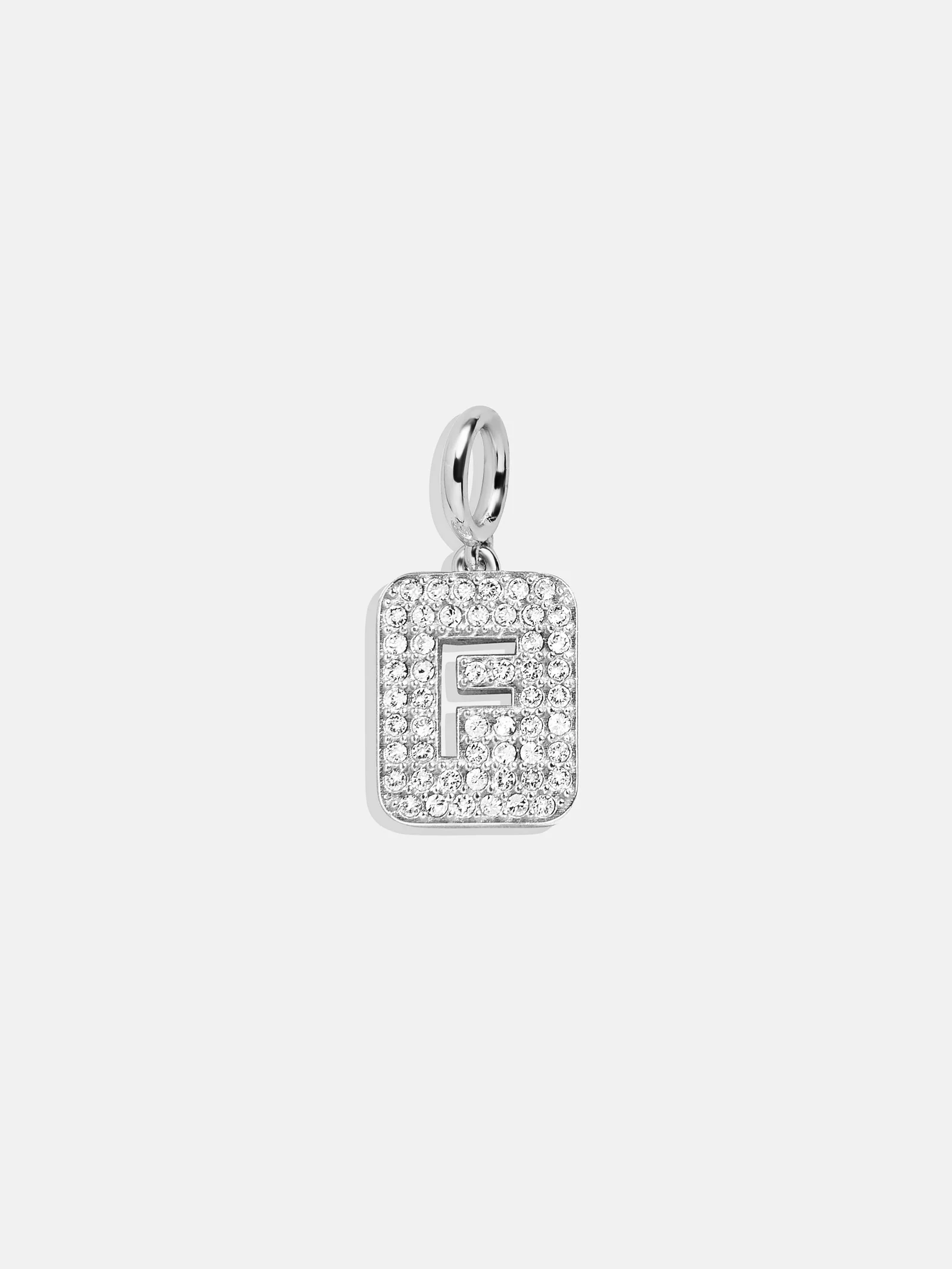 Silver Block Pave Cluster Charm - F