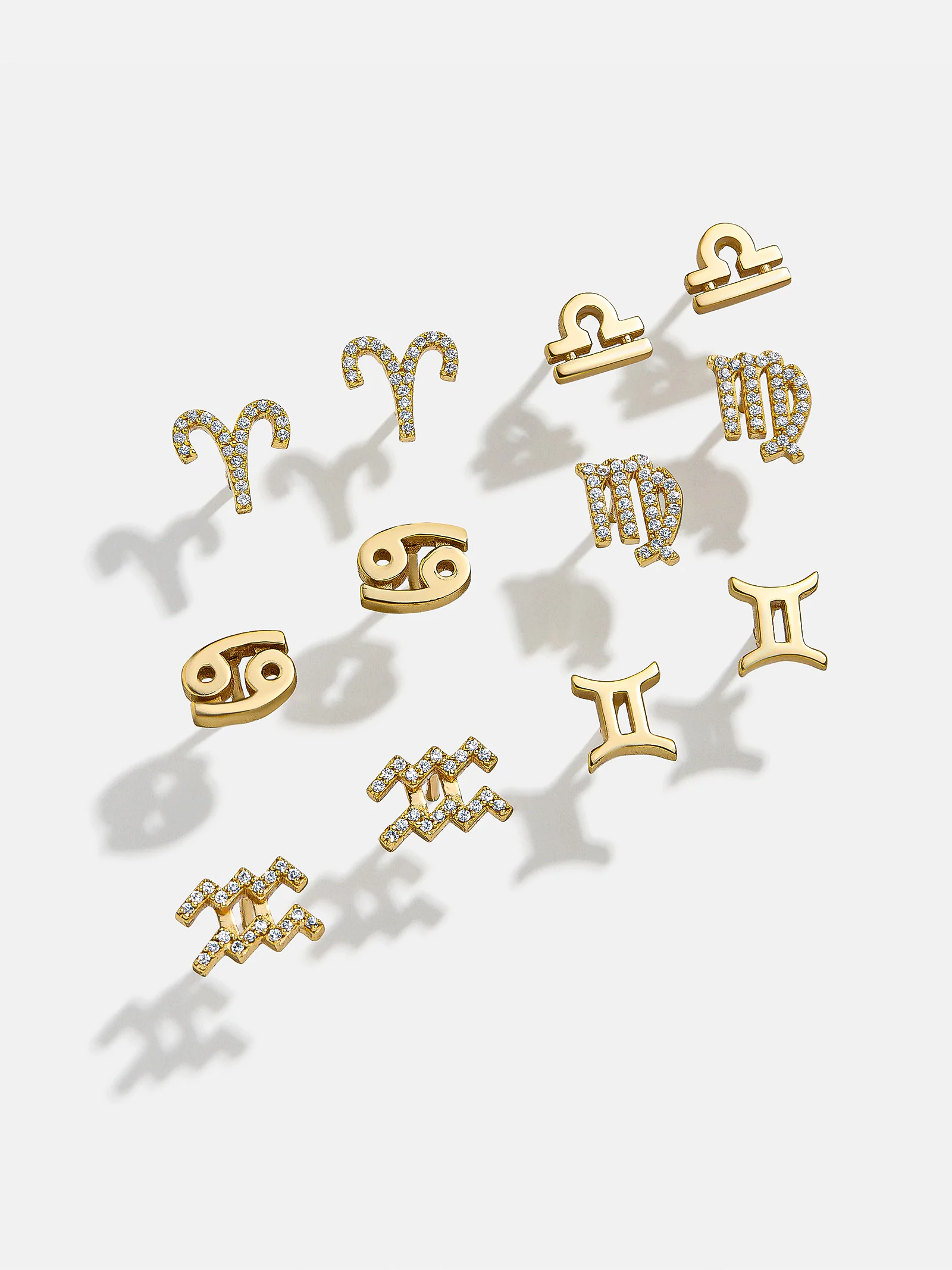 18K Gold Zodiac Earrings - 18K Gold Plated Sterling Silver. Pavé Cubic Zirconia Stones