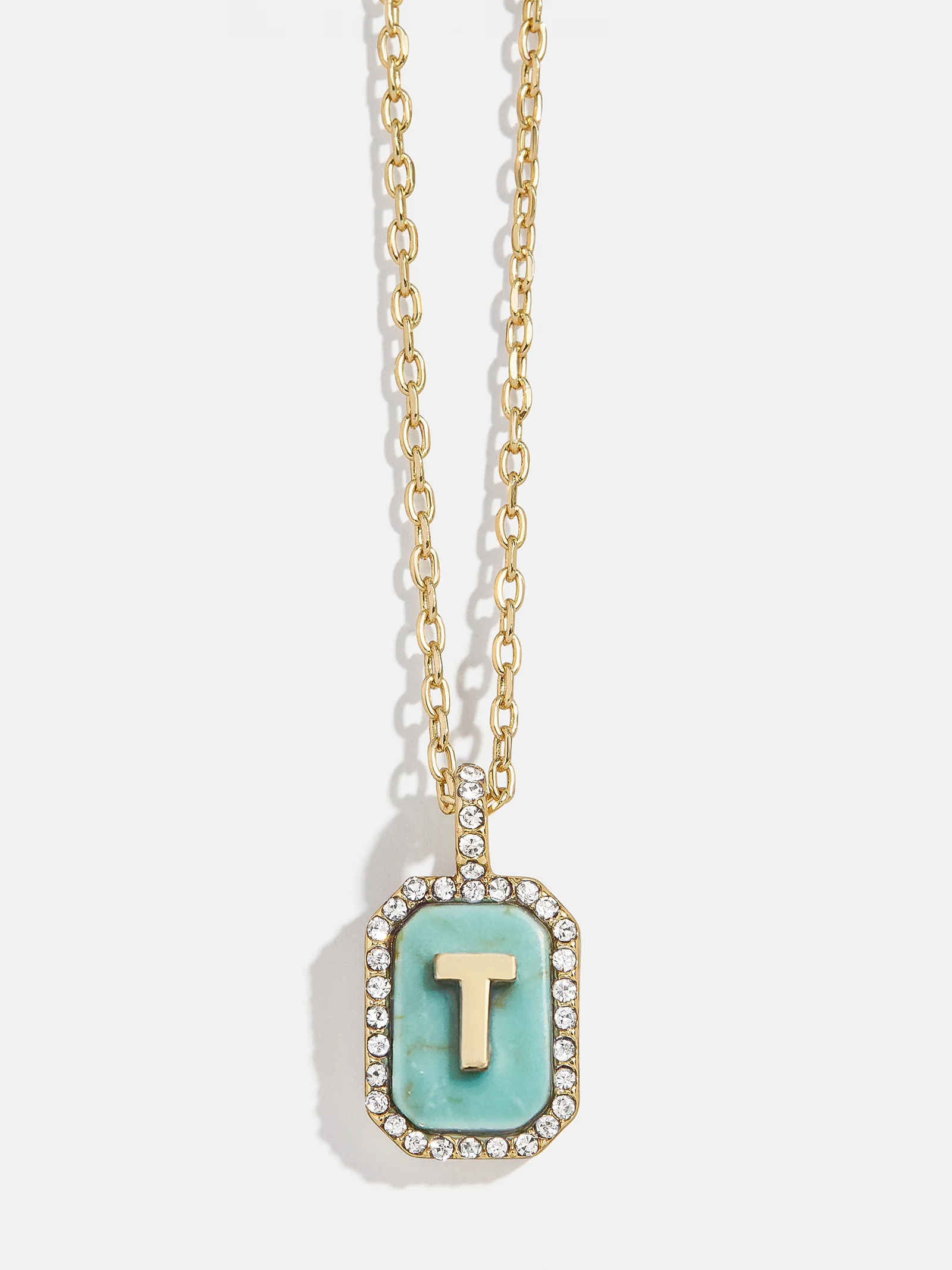 Gold & Turquoise Initial Necklace - Turquoise Stone