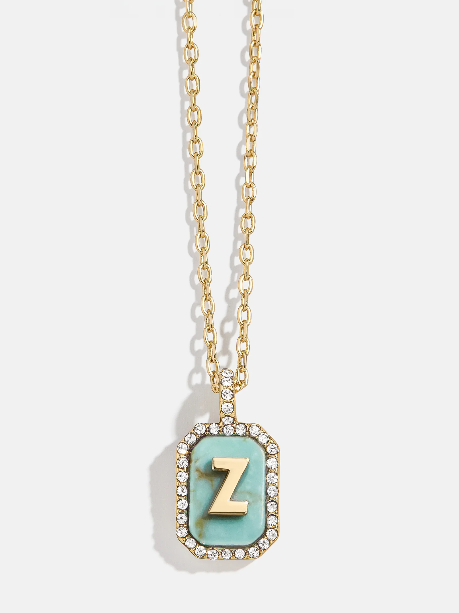Gold & Turquoise Initial Necklace - Turquoise Stone