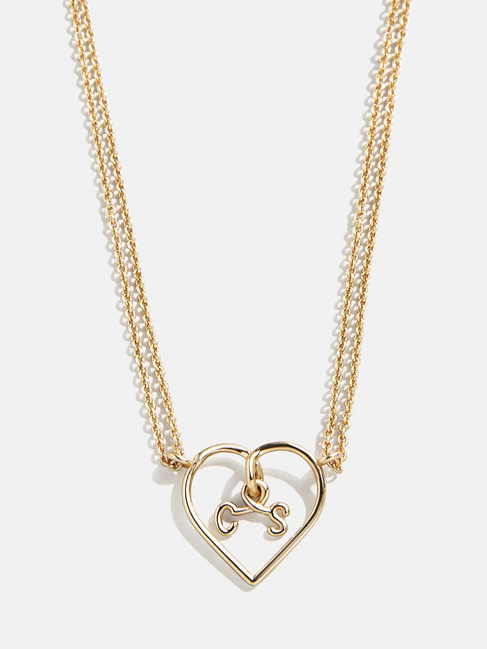 Custom Initial Wired Heart Necklace - Gold