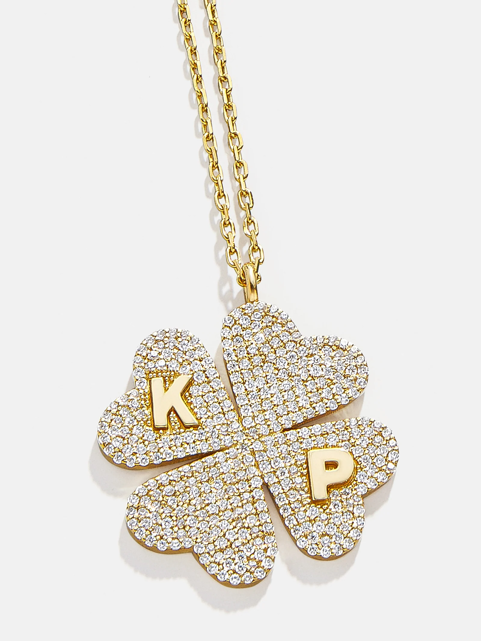 Clover 18K Gold Custom Pendant Necklace - 18K Gold Plated Sterling Silver. Pavé Cubic Zirconia Stones