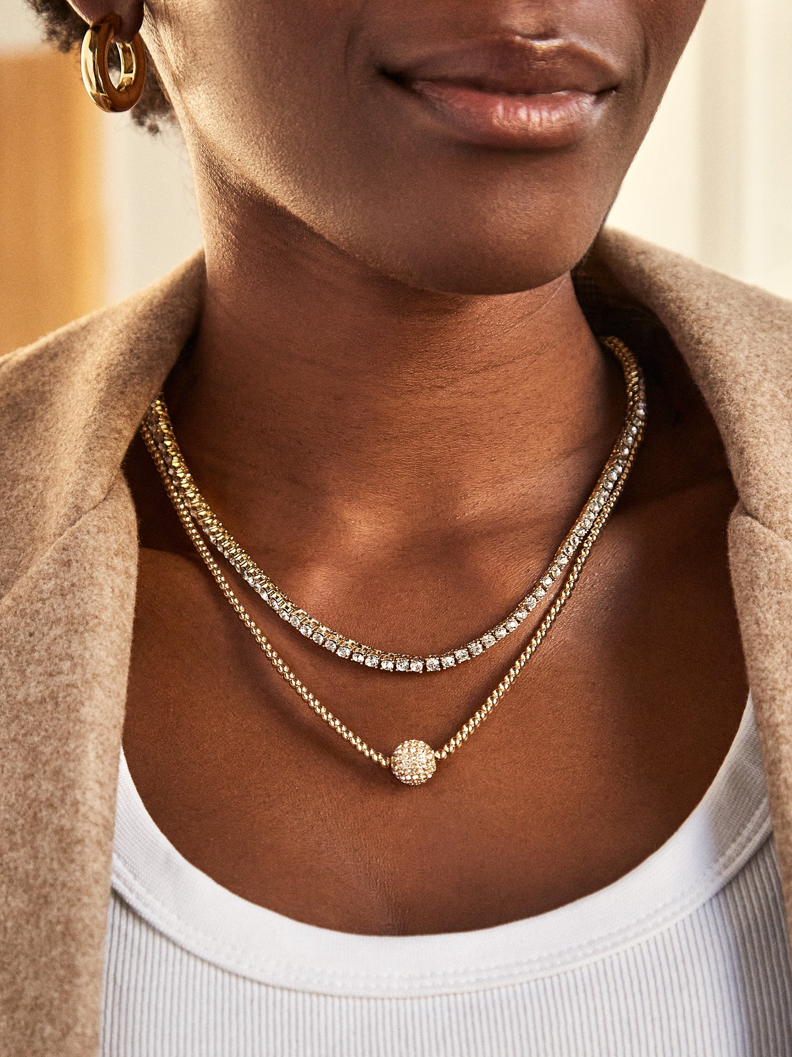 Bennett Classic Tennis Necklace - Gold Plated Brass