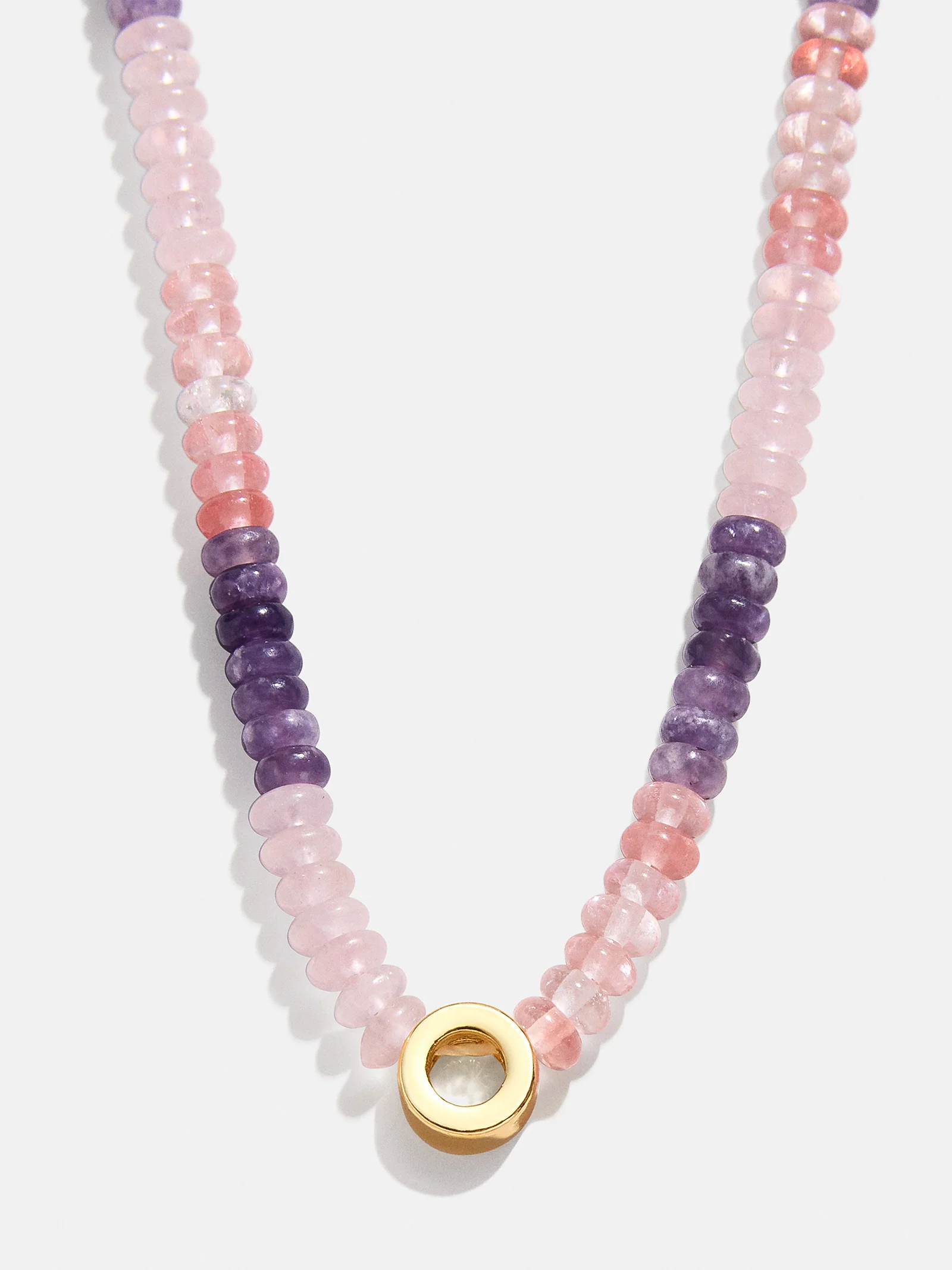 Semi-Precious Beaded Initial Necklace - Pink Ombre