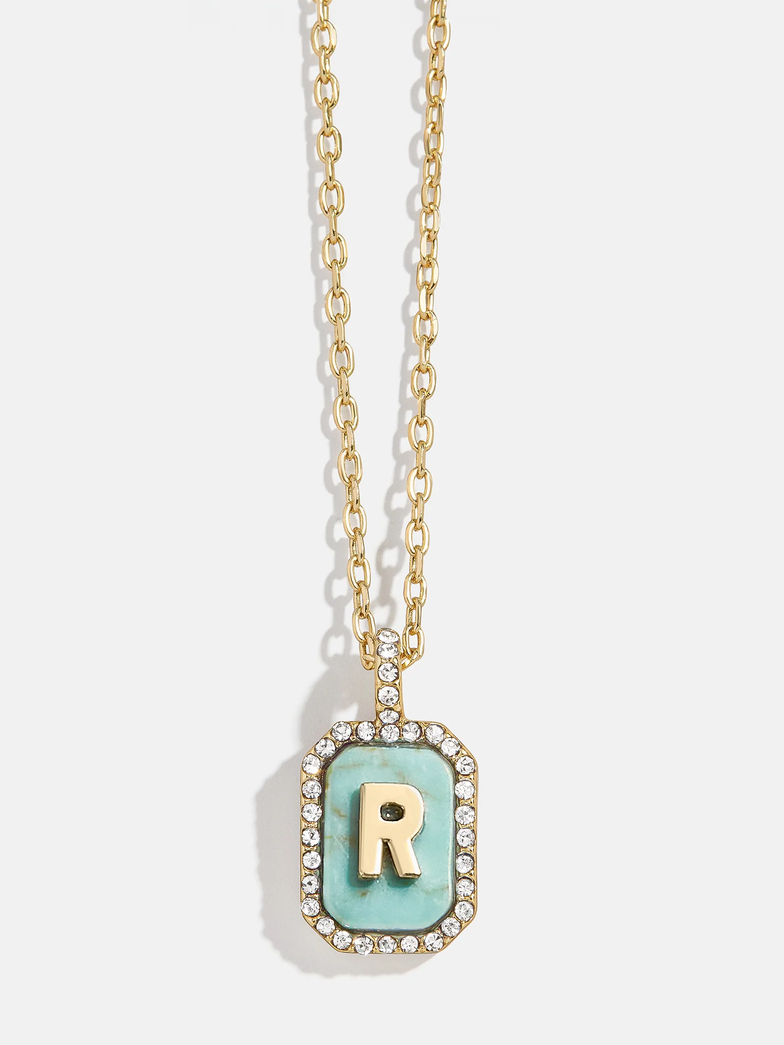 Gold & Turquoise Initial Necklace - Turquoise Stone