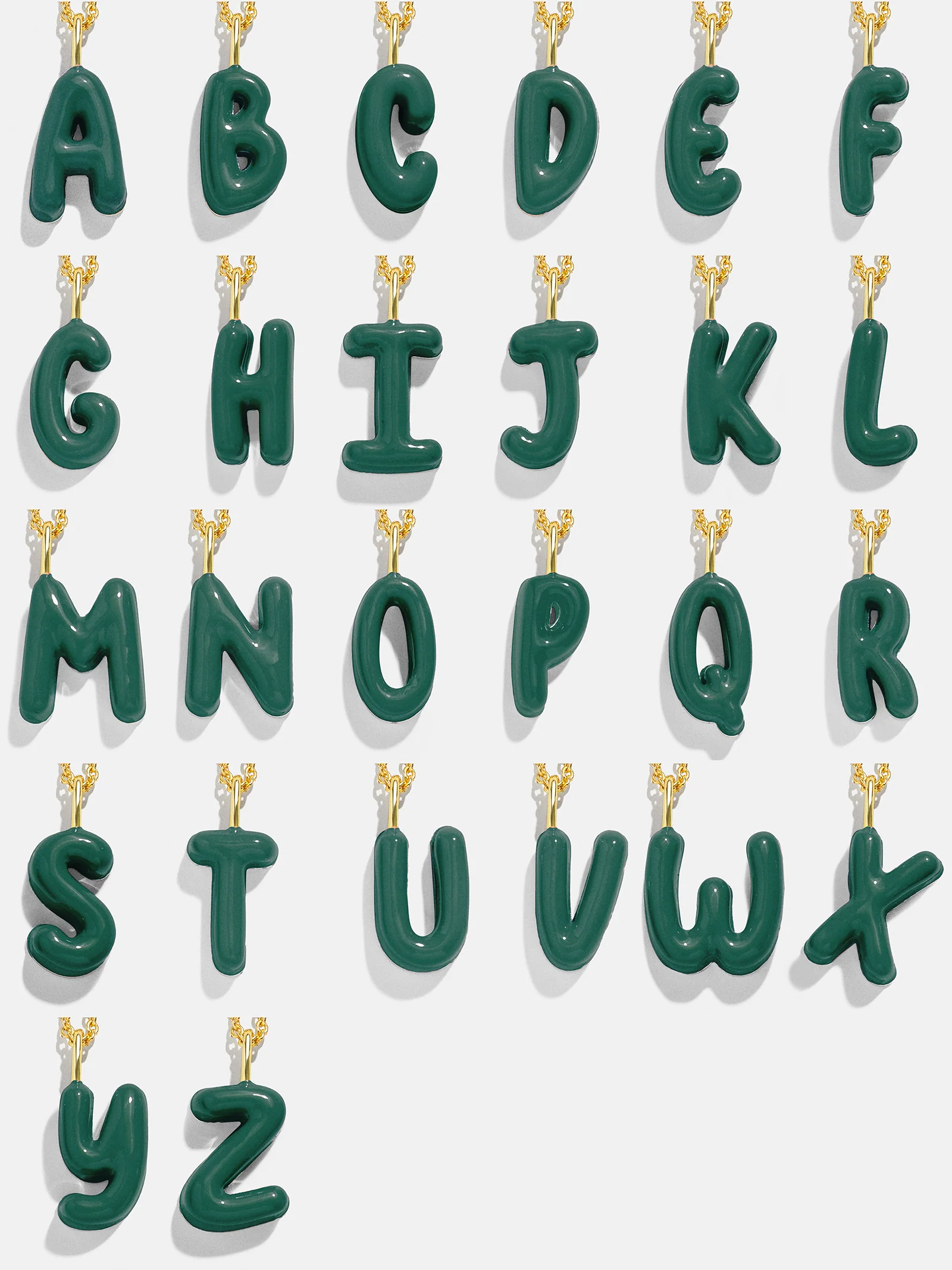 Mini Bubble Initial Necklace - Dark Green