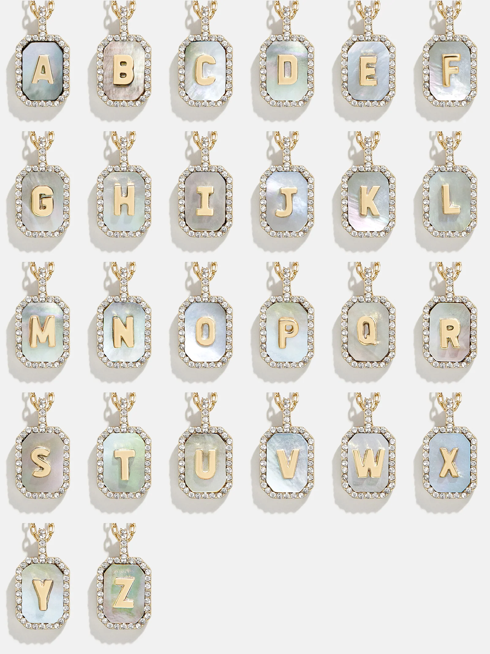 Gold & Mother Of Pearl Initial Necklace - Dark Mother Of Pearl