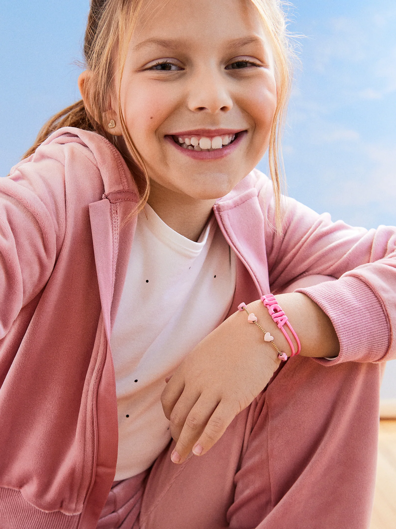 Kids' Say It All Custom Slider Bracelet - Hot Pink