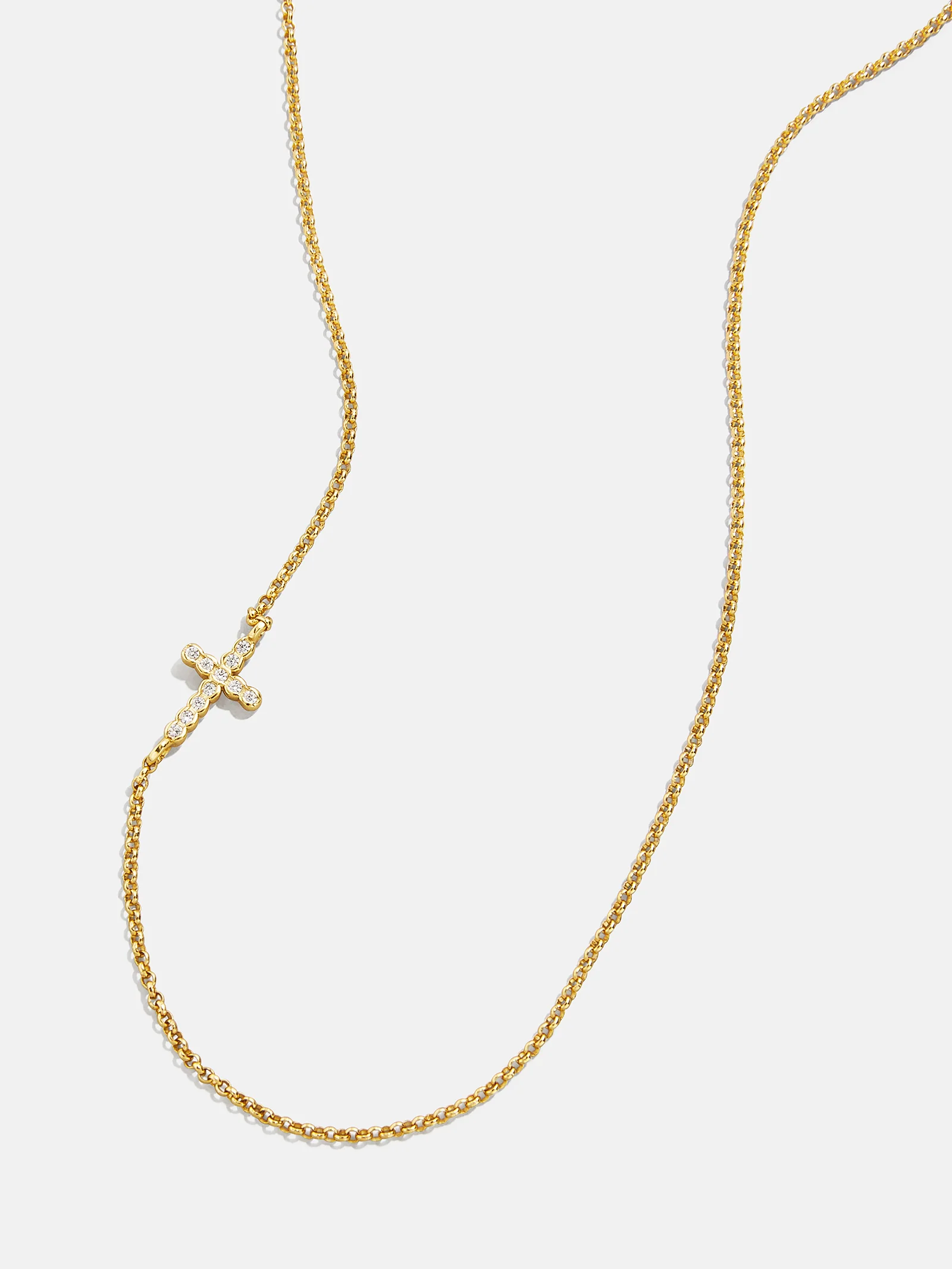 18K Gold Asymmetrical Cross Necklace - Cross