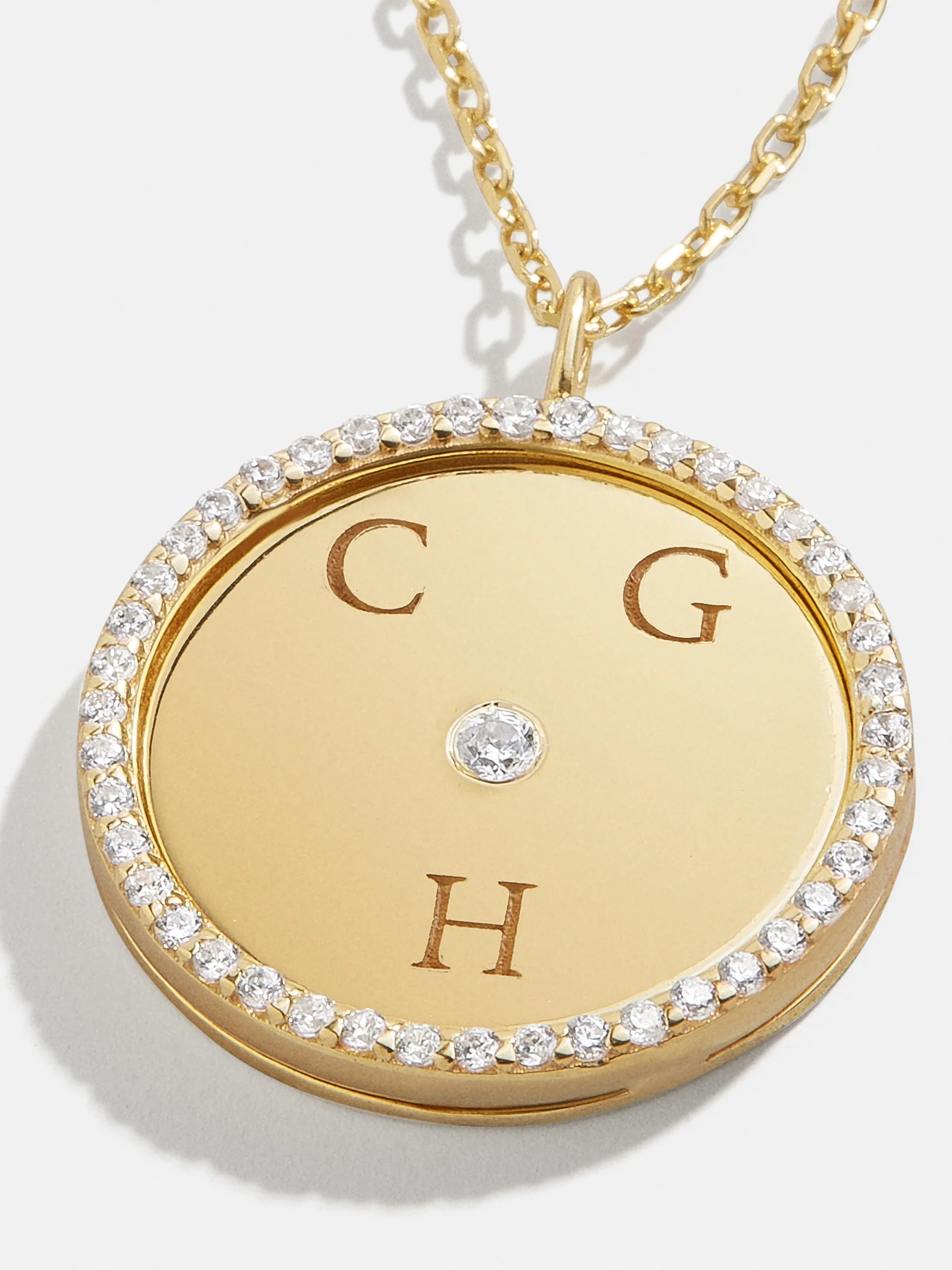 Classic 18K Gold Custom Medallion Necklace - Gold/Pavé