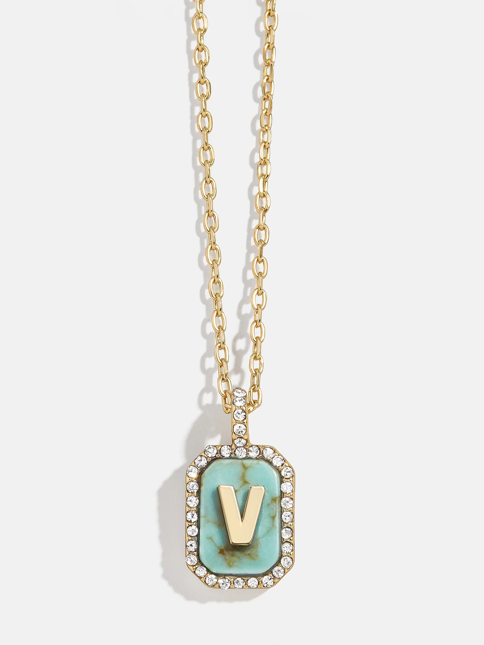 Gold & Turquoise Initial Necklace - Turquoise Stone