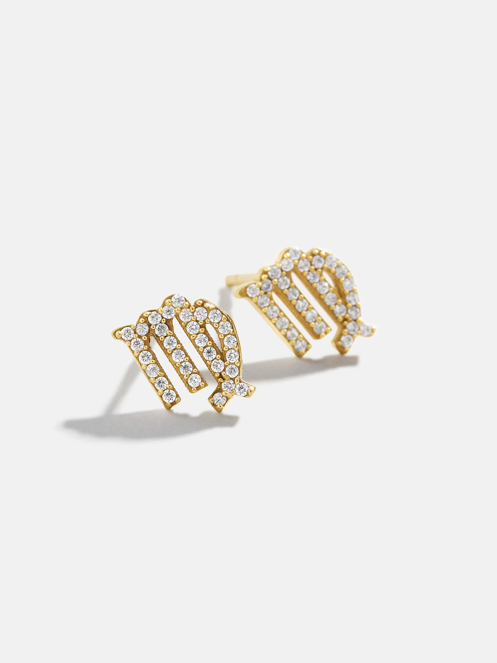 18K Gold Zodiac Earrings - 18K Gold Plated Sterling Silver. Pavé Cubic Zirconia Stones